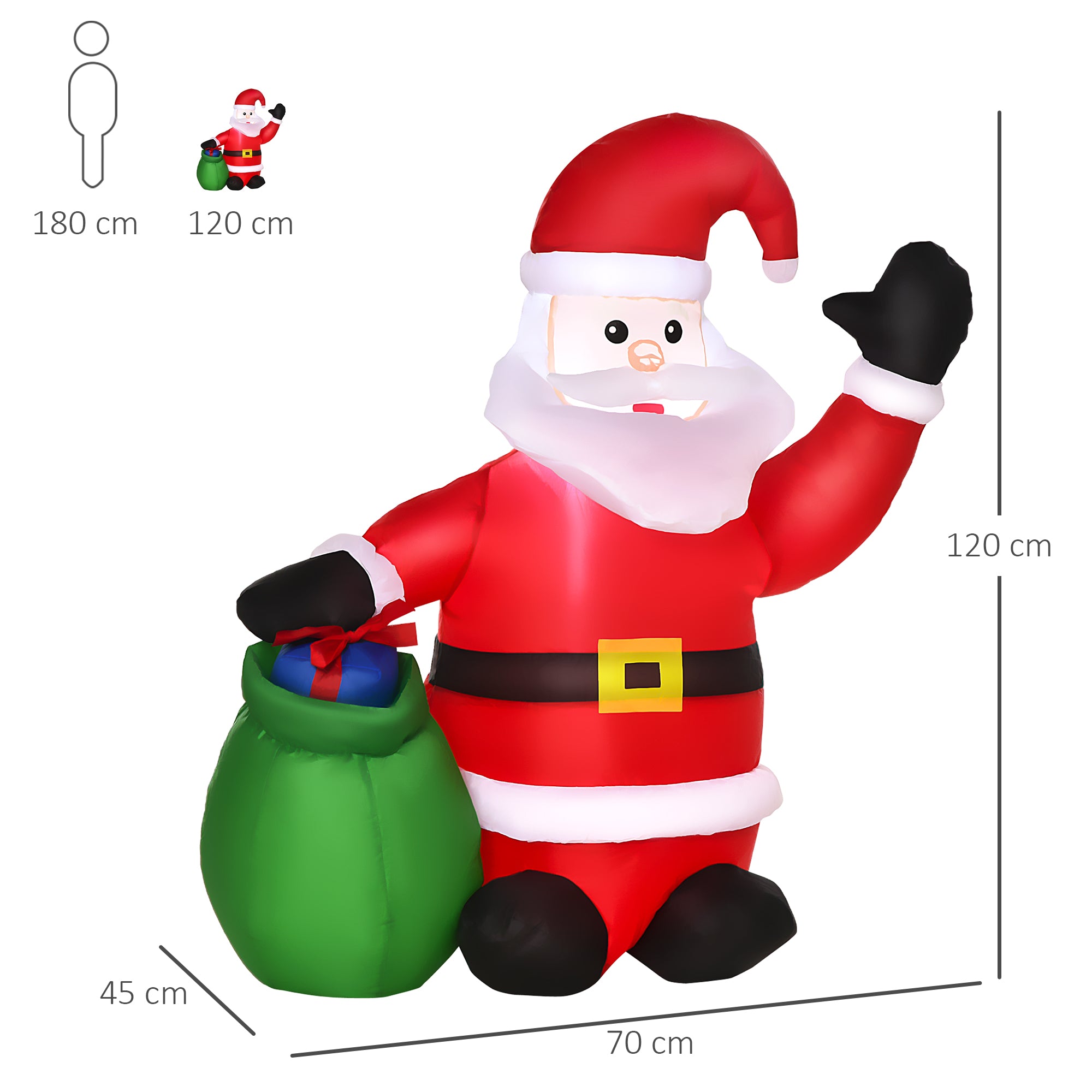 4goodz Opblaasbare Kerstman met LED Verlichting voor buiten 120 cm