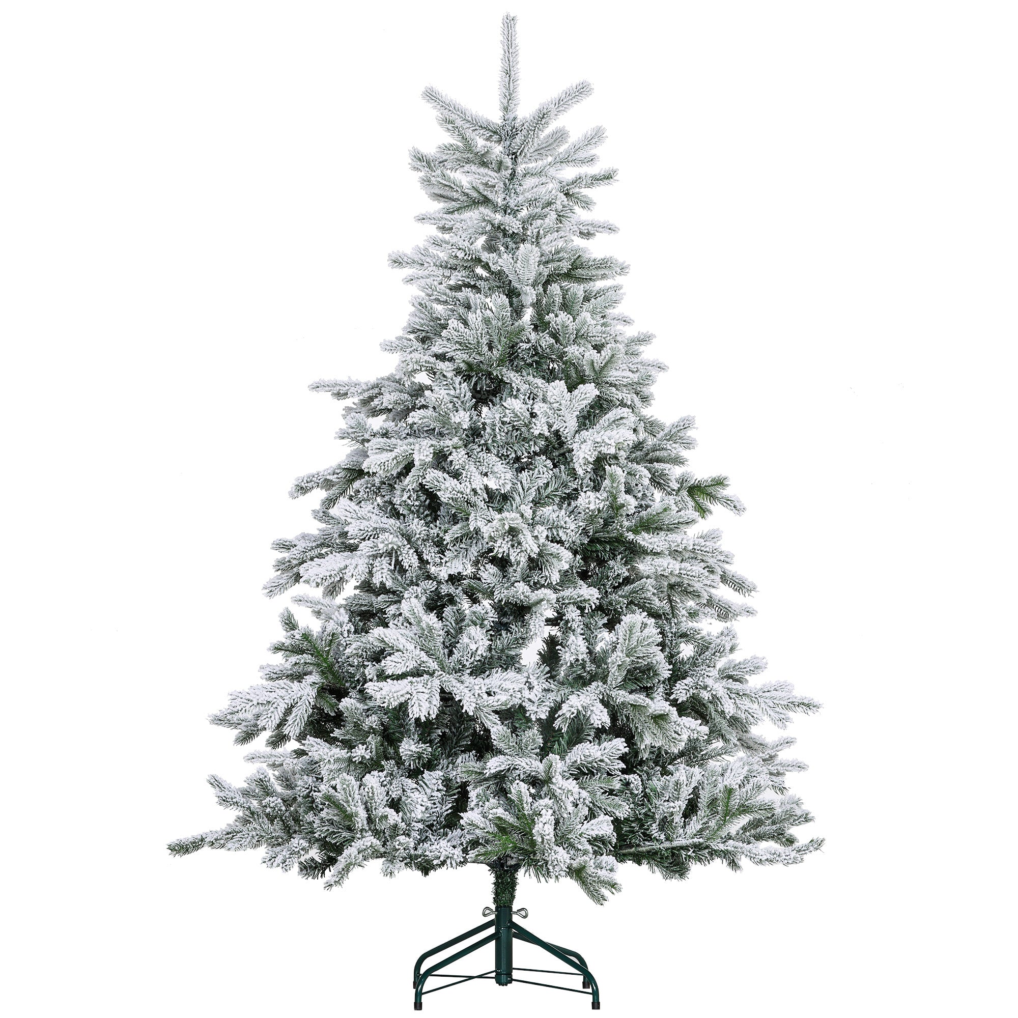4goodz Kerstboom met kunstsneeuw 180cm met Voet - Wit/Groen
