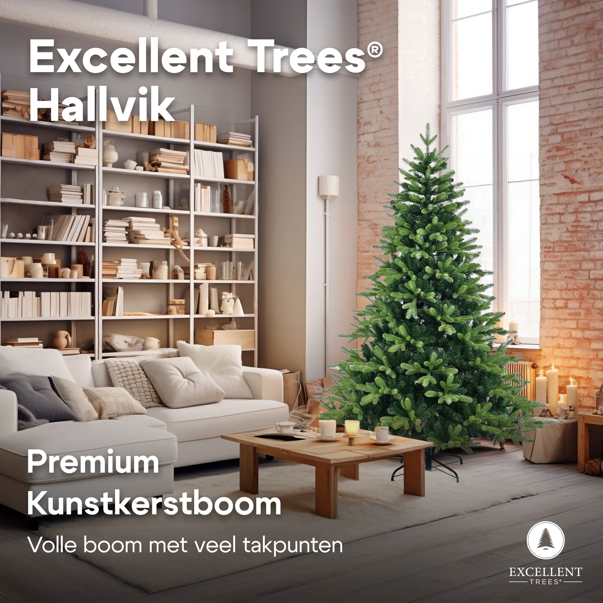 Kerstboom Excellent Trees® Hallvik 210 cm - PE+PVC uitvoering ⌀135cm - ↕210cm