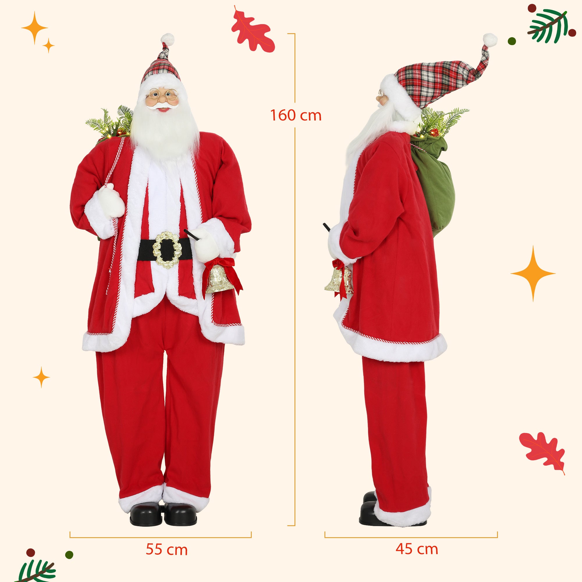Homcom Bewegende Kerstman op Batterijen 160 cm - Geluidsactivering
