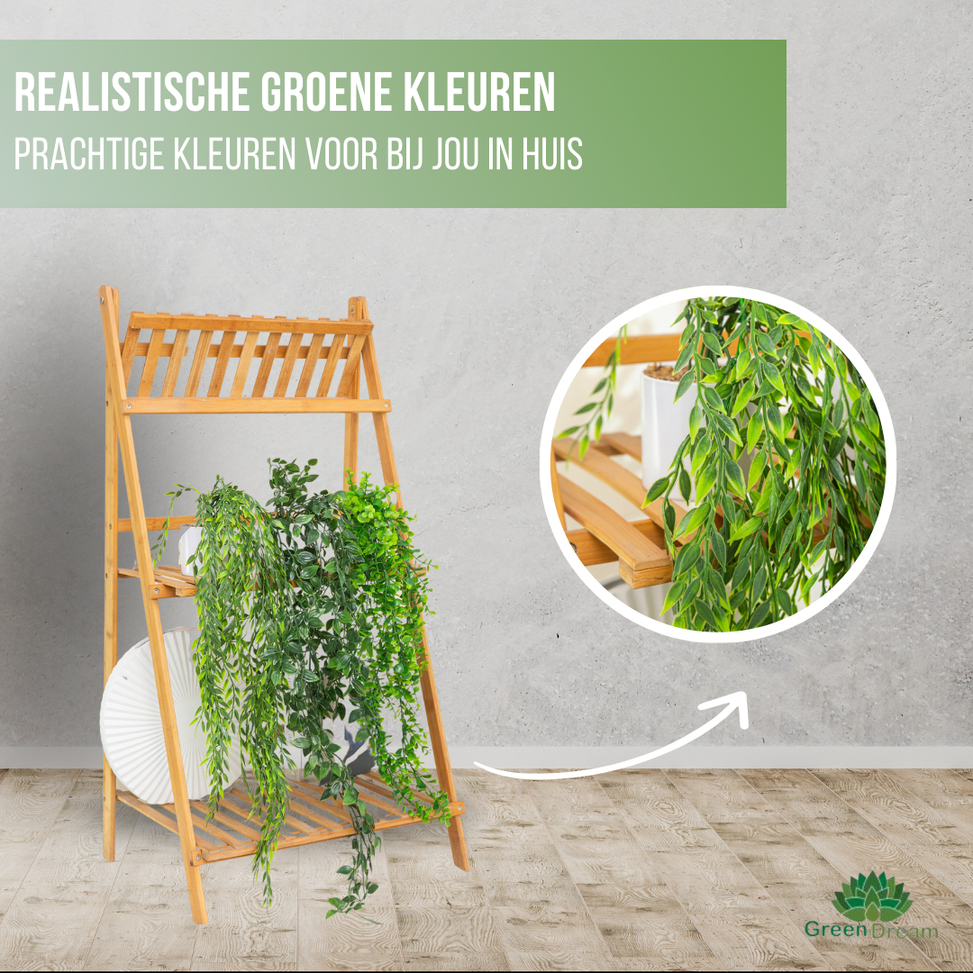 GreenDream® 3 Verschillende Hangplanten Kunstplanten in Pot - decoratief - Cadeautip - Groen