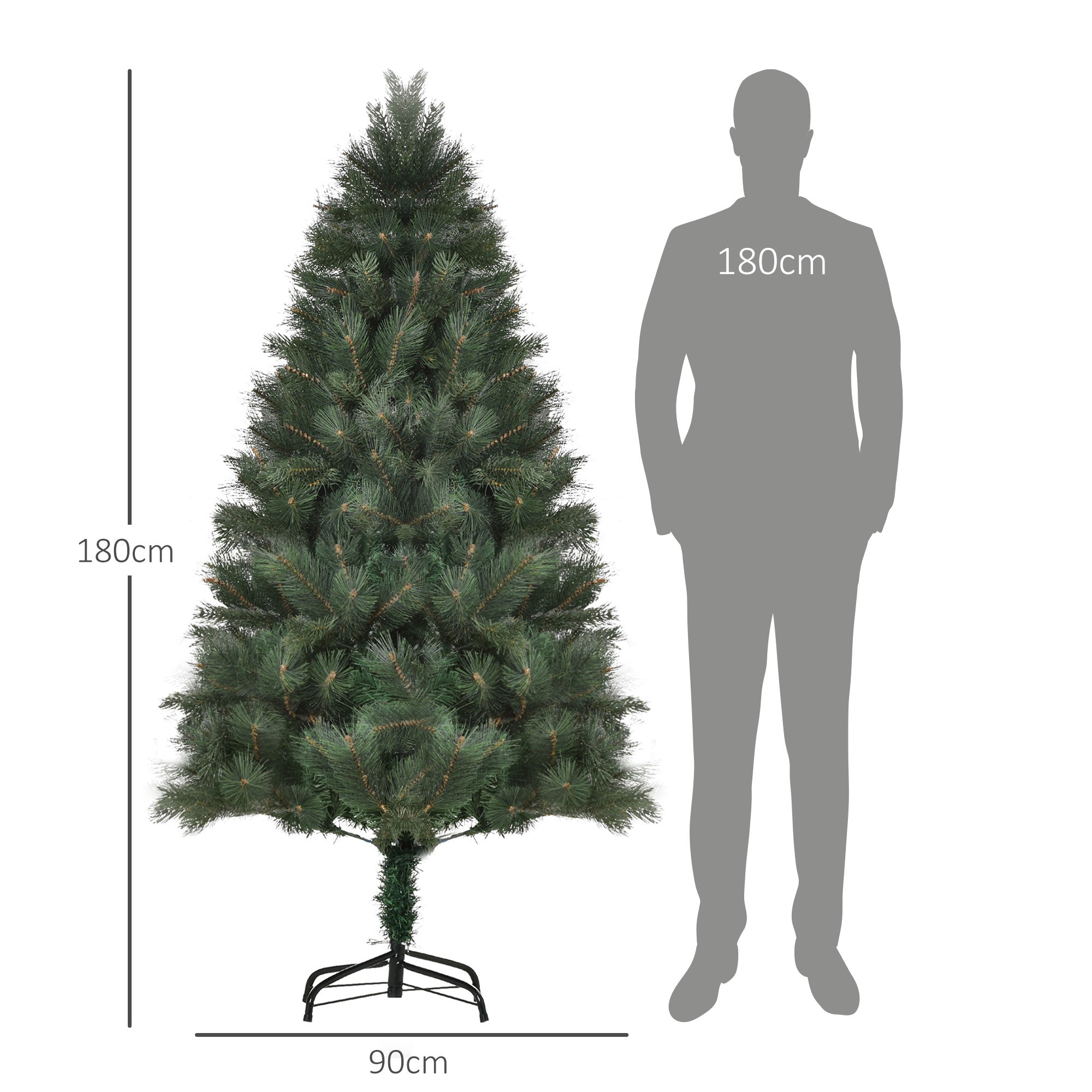 Homcom Kerstboom met realistische naalden Ø90 - 180 cm - Groen