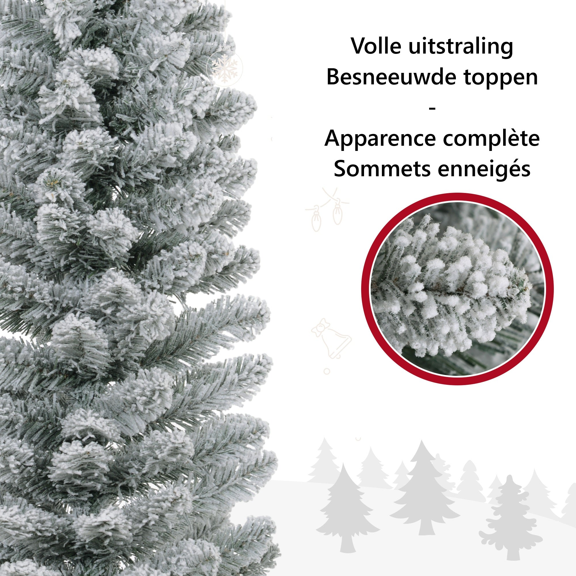 Homcom Kerstboom met Sneeuw met LED Verlichting Ø57 - 210 cm - Metalen voet