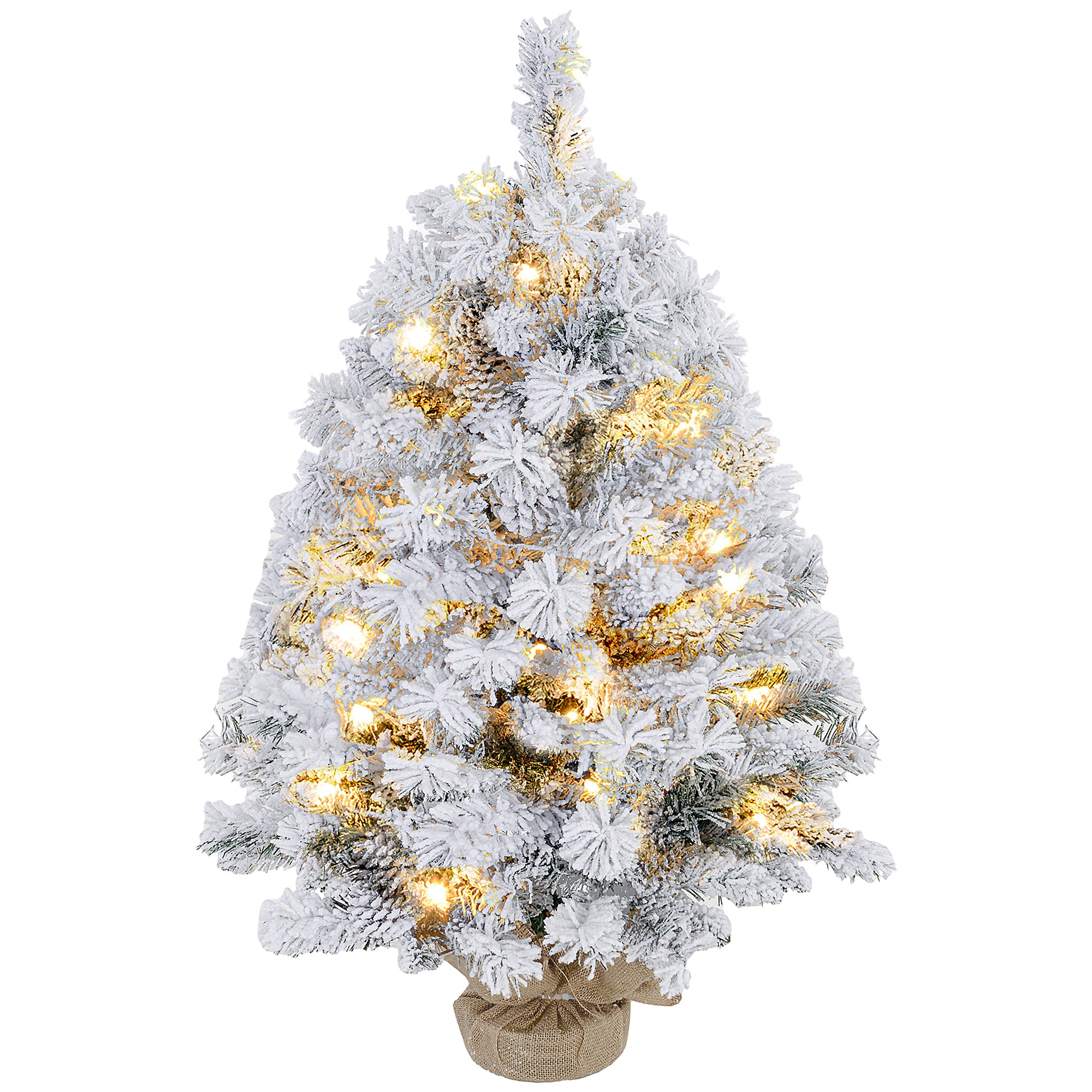 4goodz Mini Kerstboom 92 cm met LED-verlichting sneeuwtakken en dennenappels