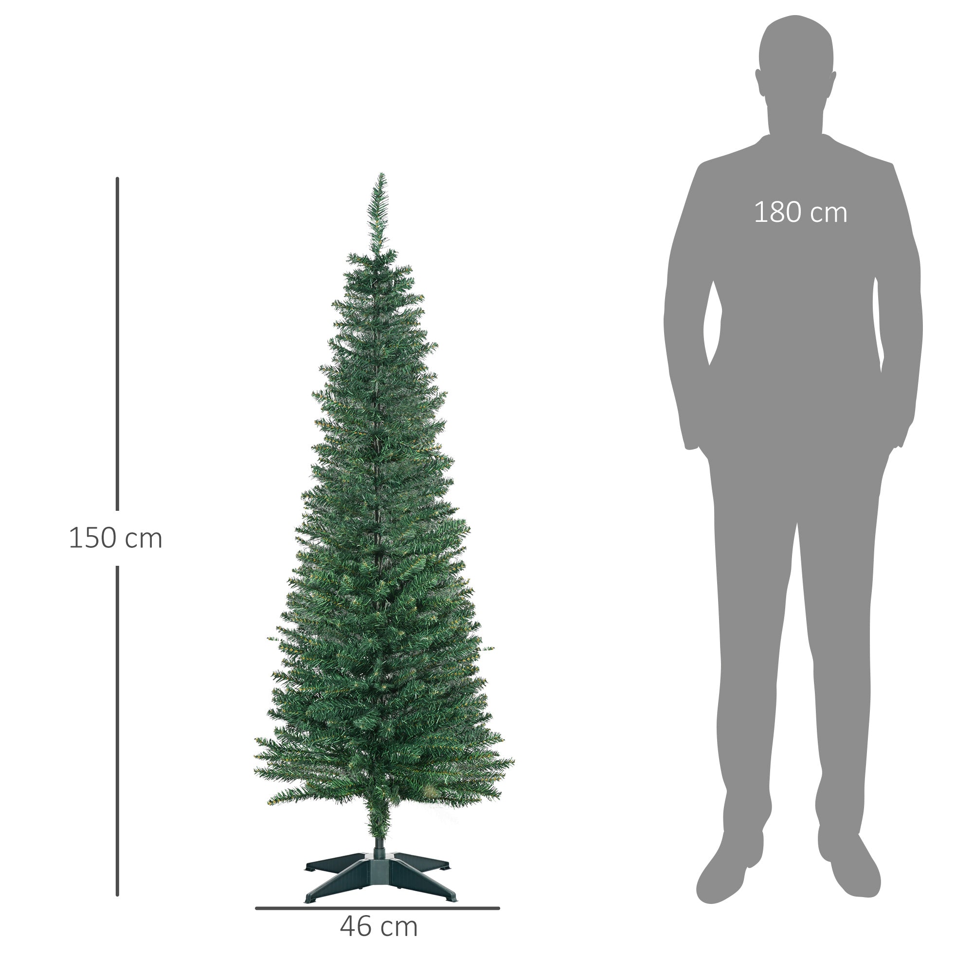 4goodz Kerstboom Kunstspar Smal met standaard 150cm - Groen