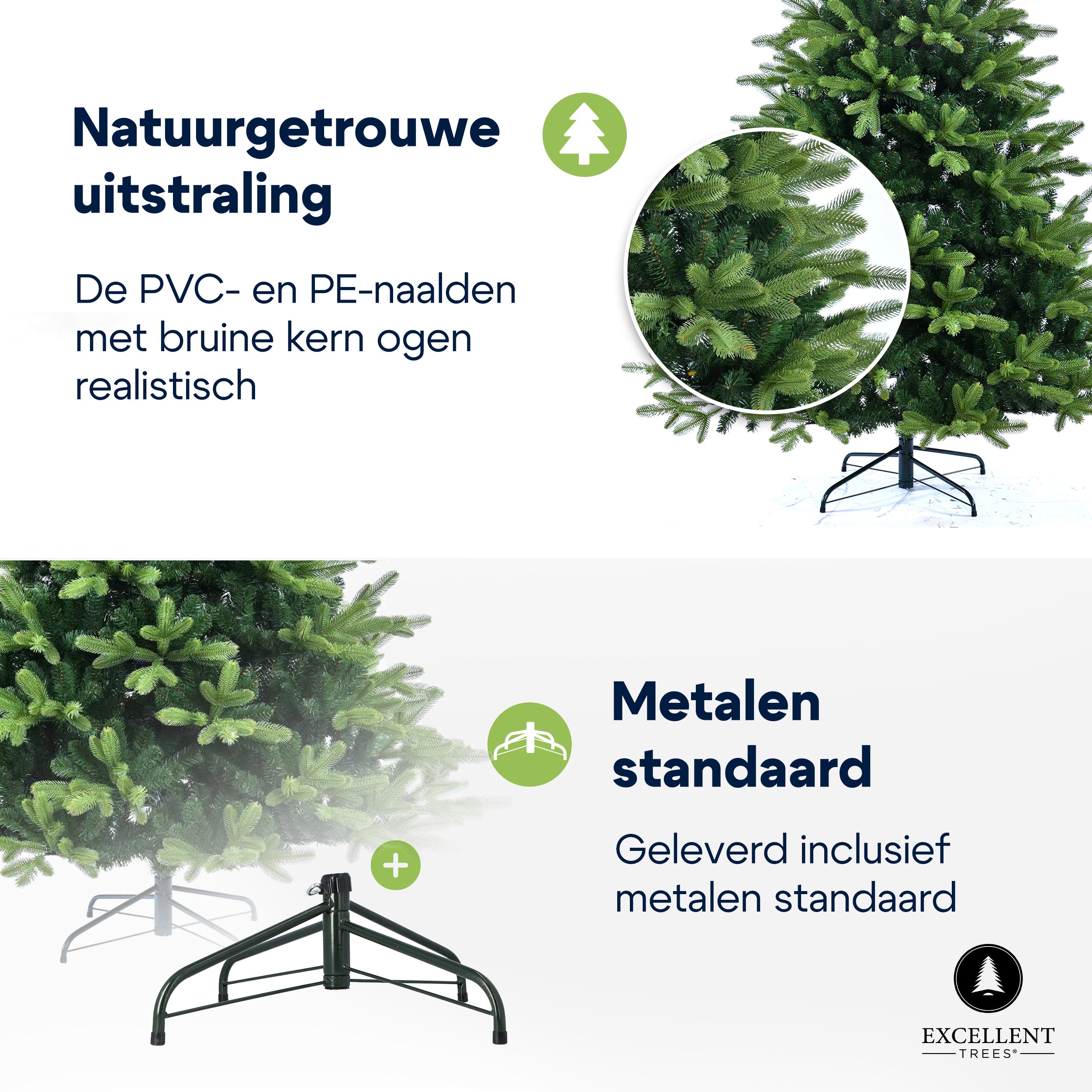 Kerstboom Excellent Trees® Hallvik 210 cm - PE+PVC uitvoering ⌀135cm - ↕210cm