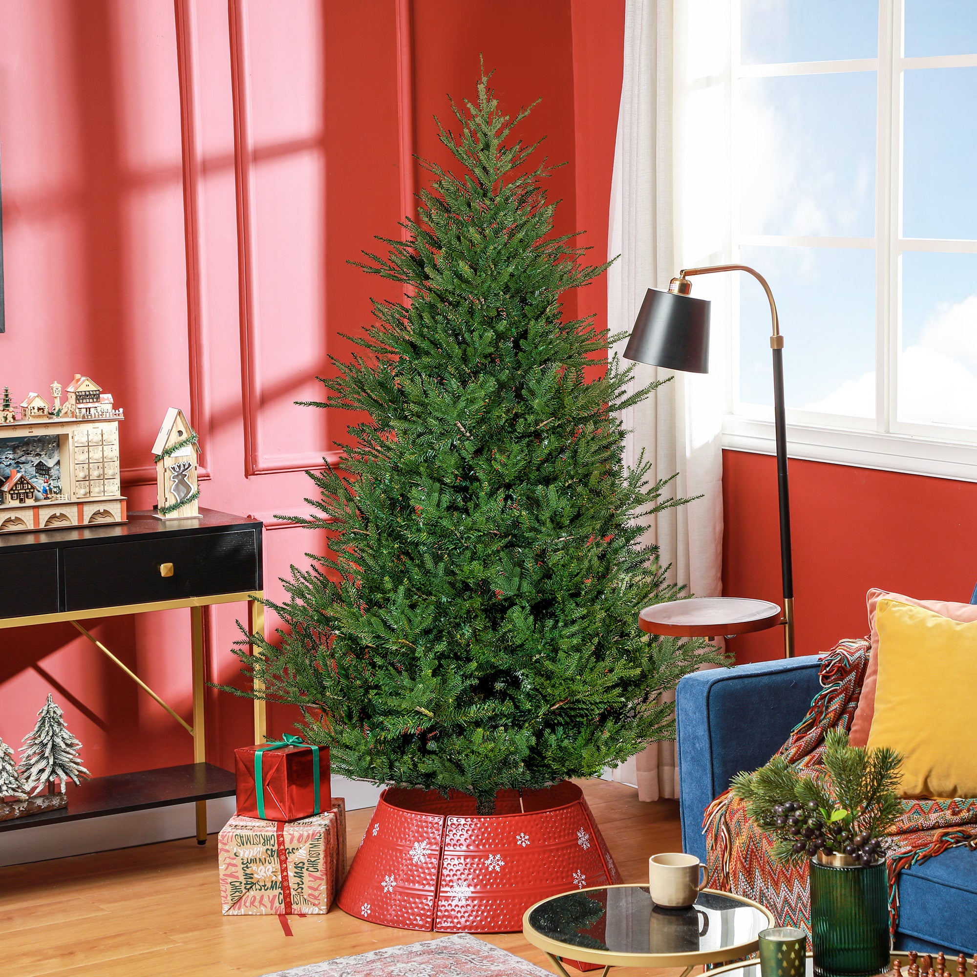 Homcom Kunstkerstboom 183 cm - realistisch uiterlijk - snelle montage, -incl. standaard
