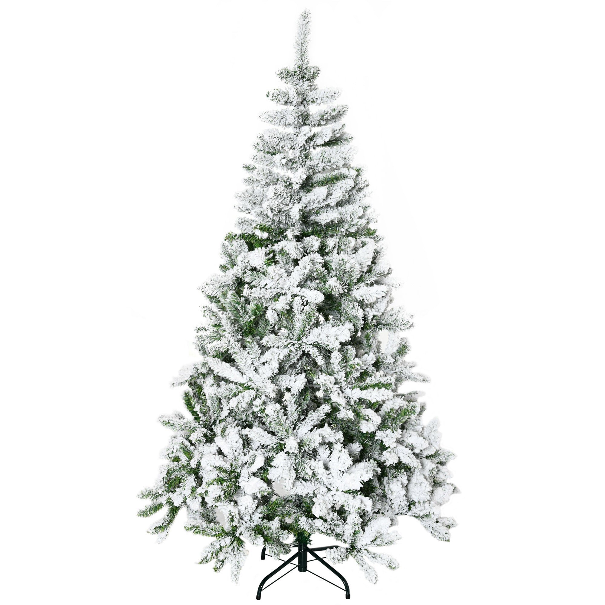 Homcom Kunstkerstboom met Sneeuweffect Scharnierconstructie Ø105 x 180H cm - Groen/Wit