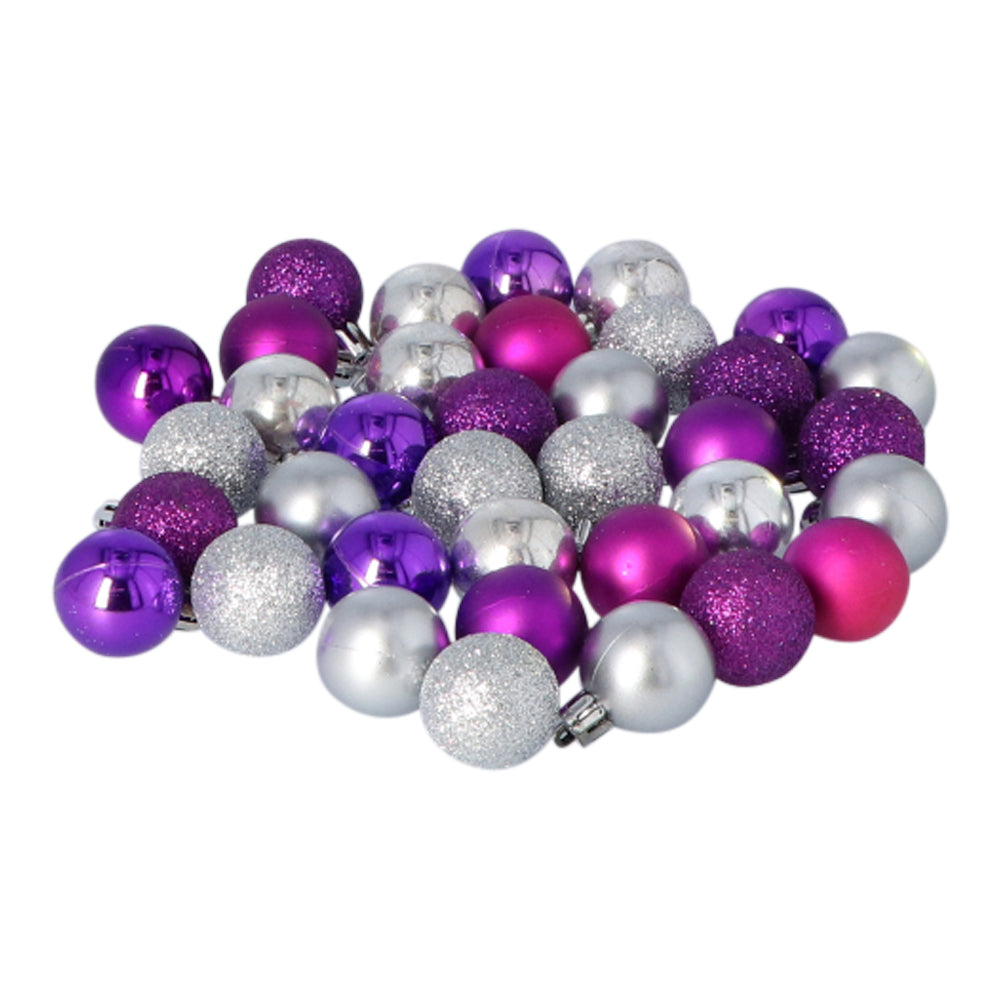 Kunststof Kerstballen set 120 ballen - binnen buiten - Zilver/Paars