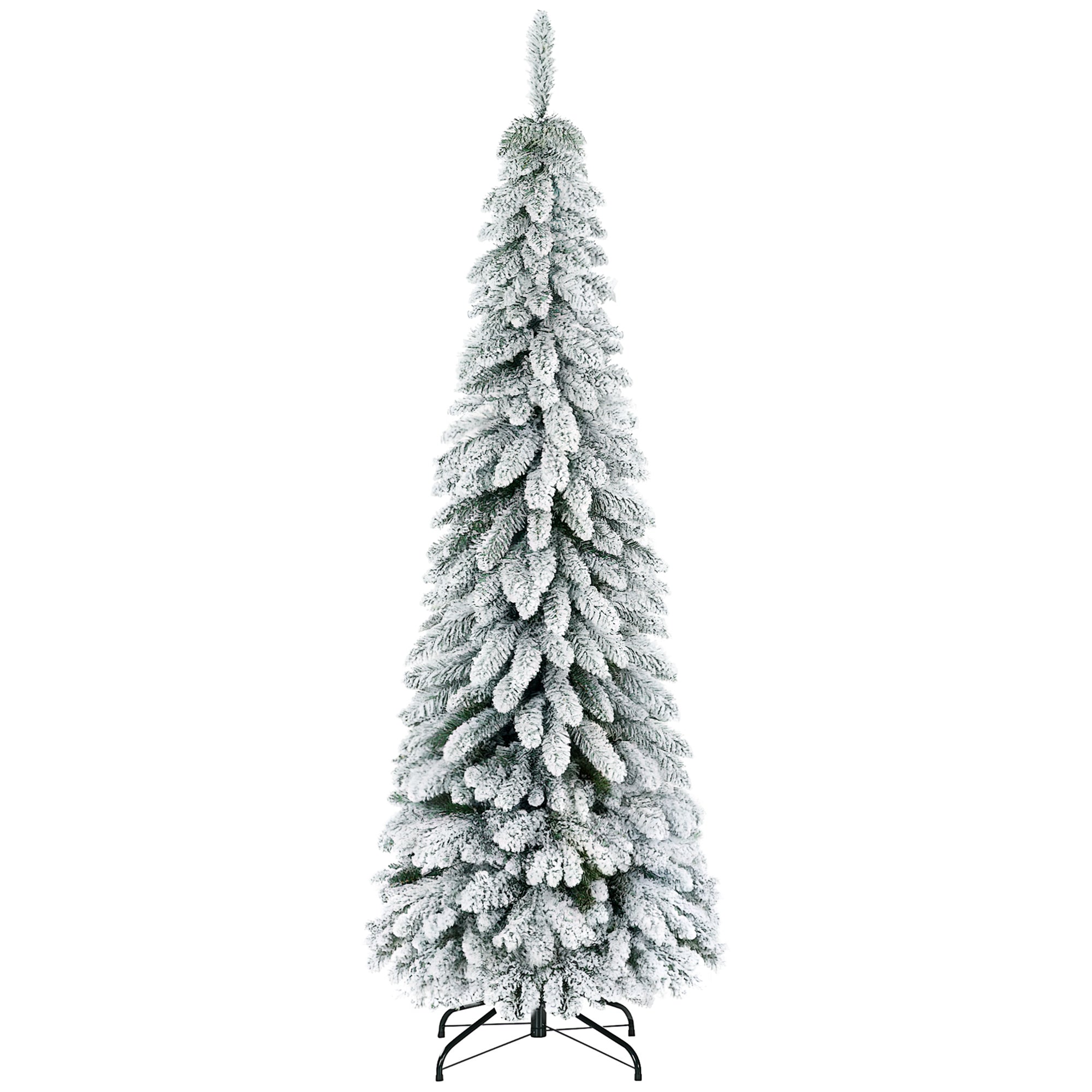 Homcom Kunstkerstboom Smal met Sneeuw - 180 cm - Ø74 cm