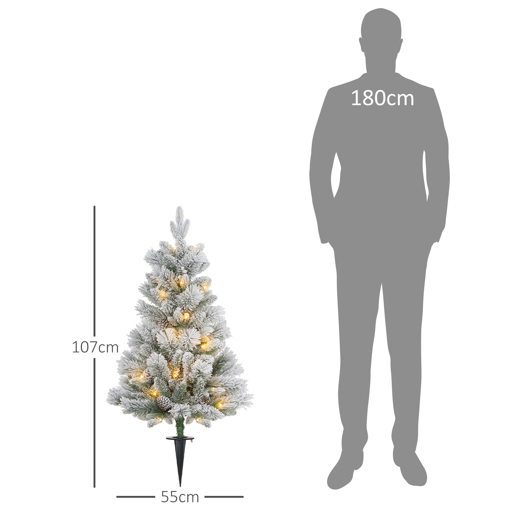 Set van 2 Homcom Kerstbomen met LED verlichting - met prikpen 107 cm