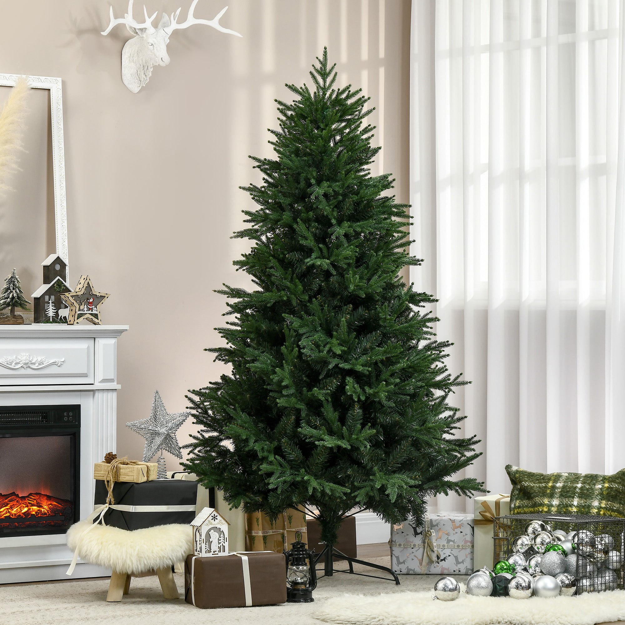 Homcom Kerstboom Realistisch Uiterlijk - Snelle Montage 114 x 180 cm - Groen
