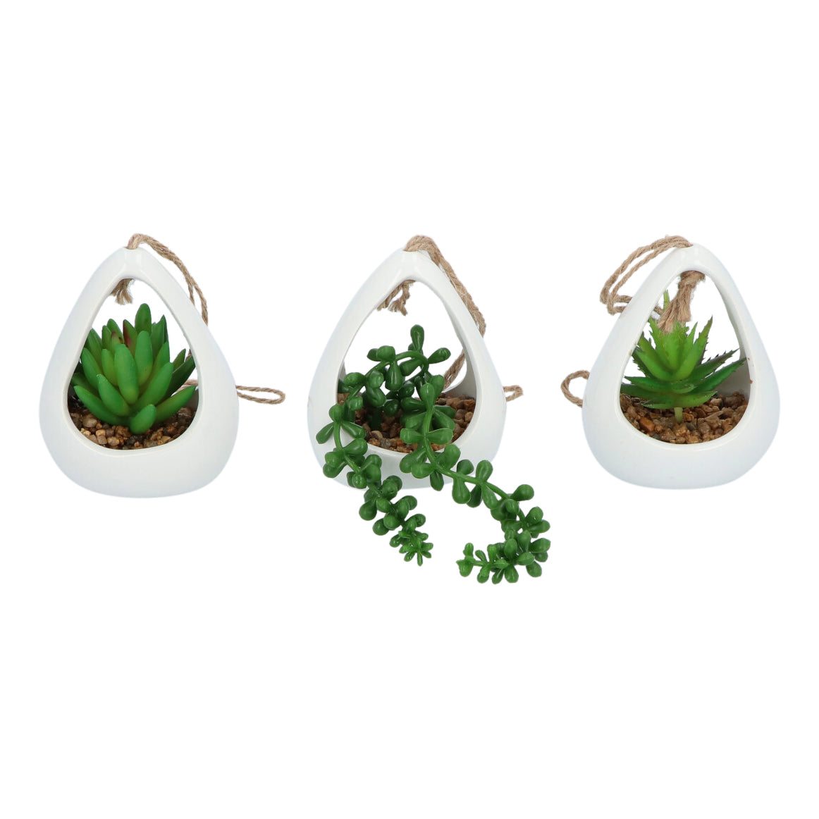 GreenDream® Kunstplanten - 3 stuks Hangplanten in Hanger - Cadeautip
