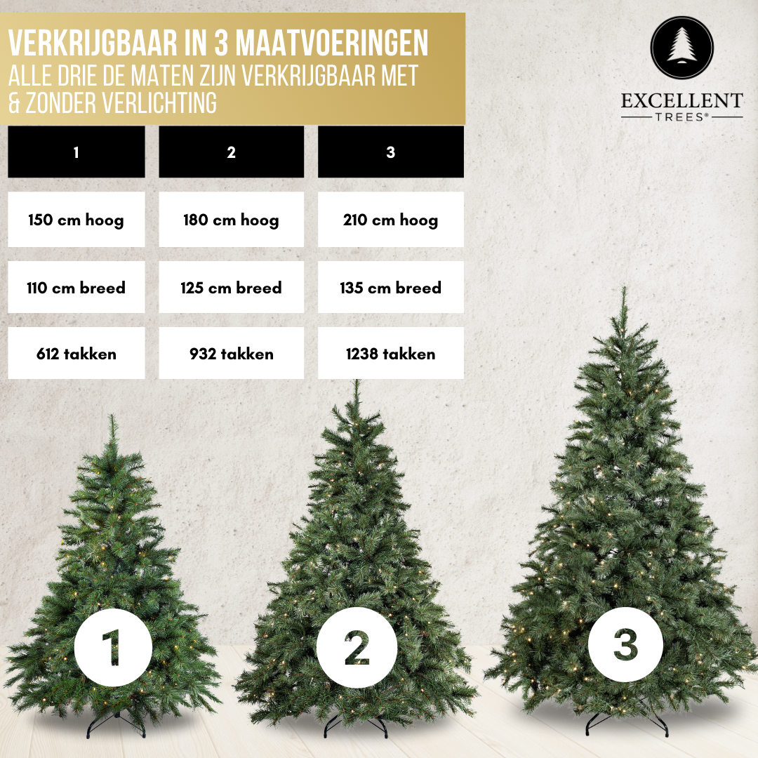 Excellent Trees® Elverum Frosted 180 cm Kerstboom met Verlichting - ⌀125cm - ↕180cm