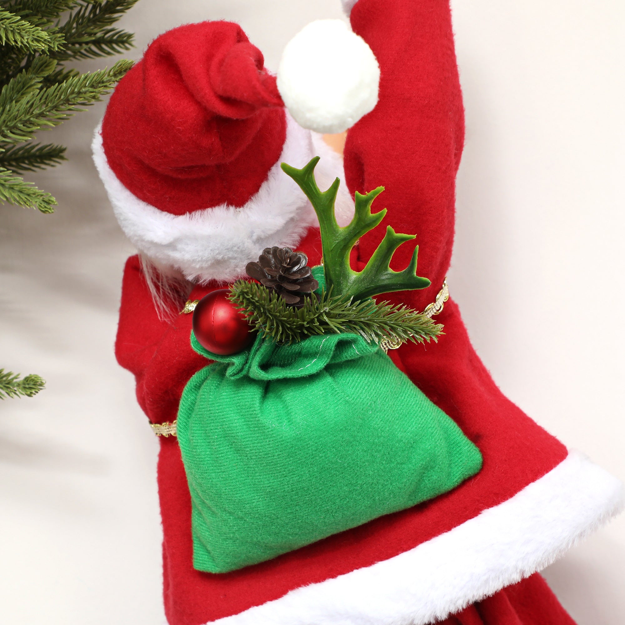 Homcom Zingende en Klimmende Kerstman met Touw - Geluidsfunctie - Binnengebruik