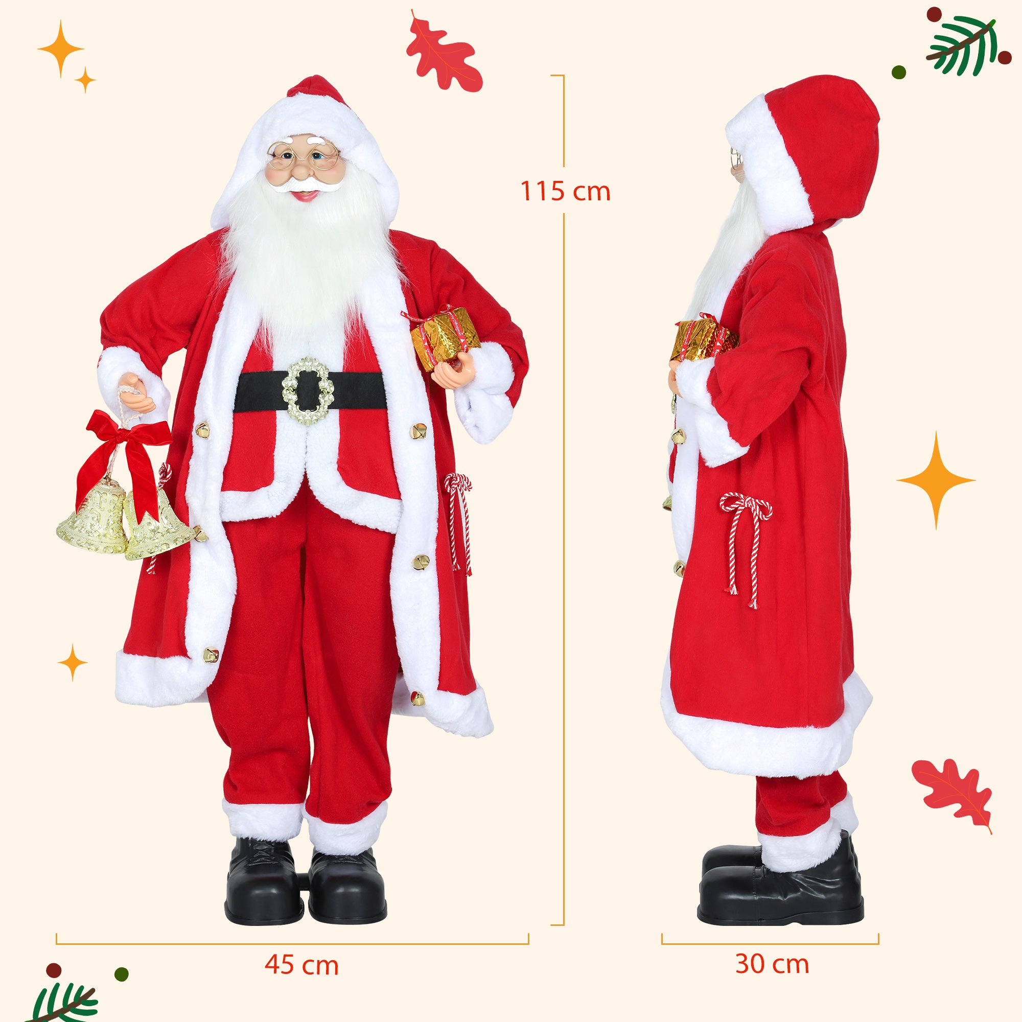 Homcom Bewegende Kerstman op Batterijen 115 cm - Geluidsactivering