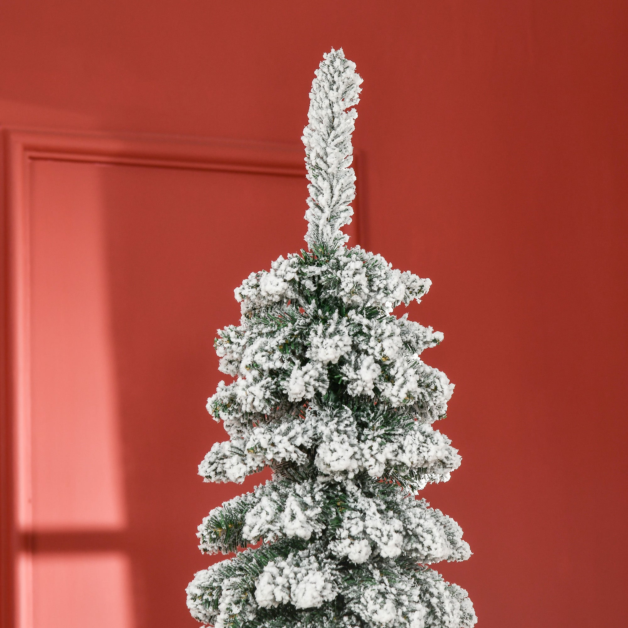 Homcom Kerstboom Smal met Sneeuw - incl. standaard 210 cm - Wit/Groen