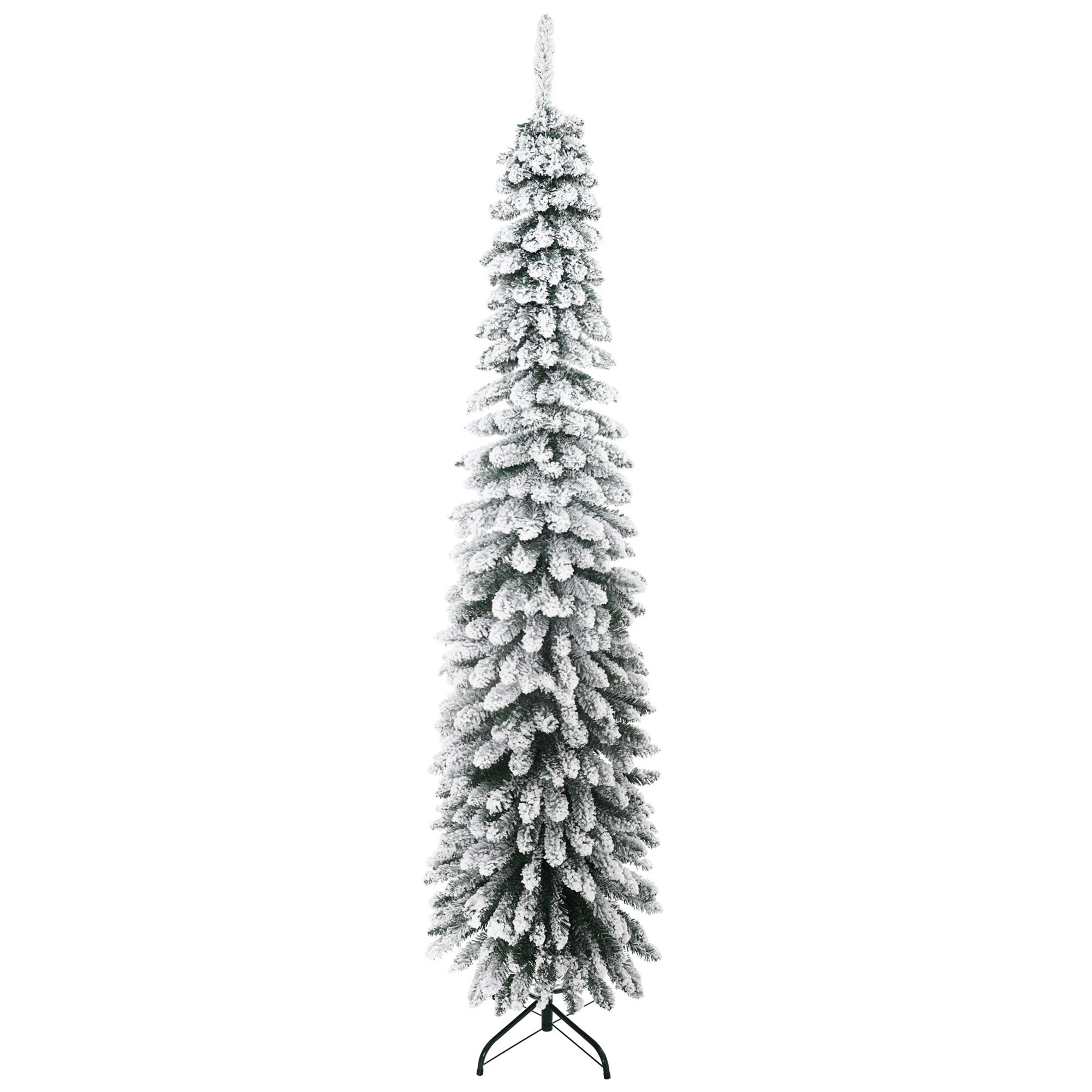 Homcom Kerstboom Smal met Sneeuw - incl. standaard 210 cm - Wit/Groen