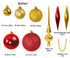4seasonz® Kerstballen Set 130 Ballen met Piek & Slinger - Goud-Bordeaux