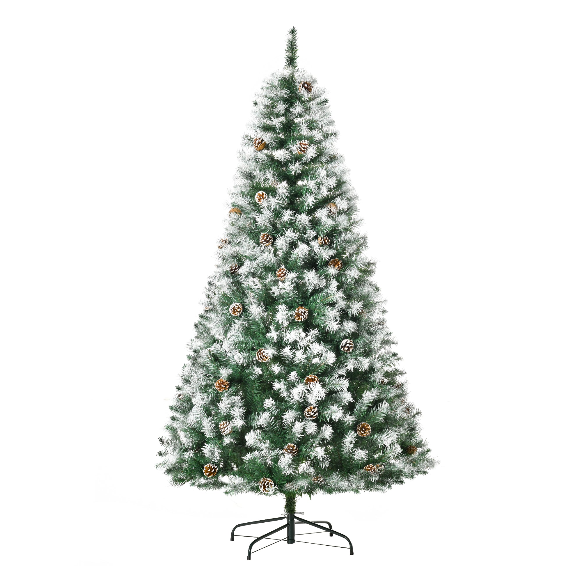Homcom Kunstkerstboom 800 takken 61 dennenappels sneeuwtoppen- 180 cm