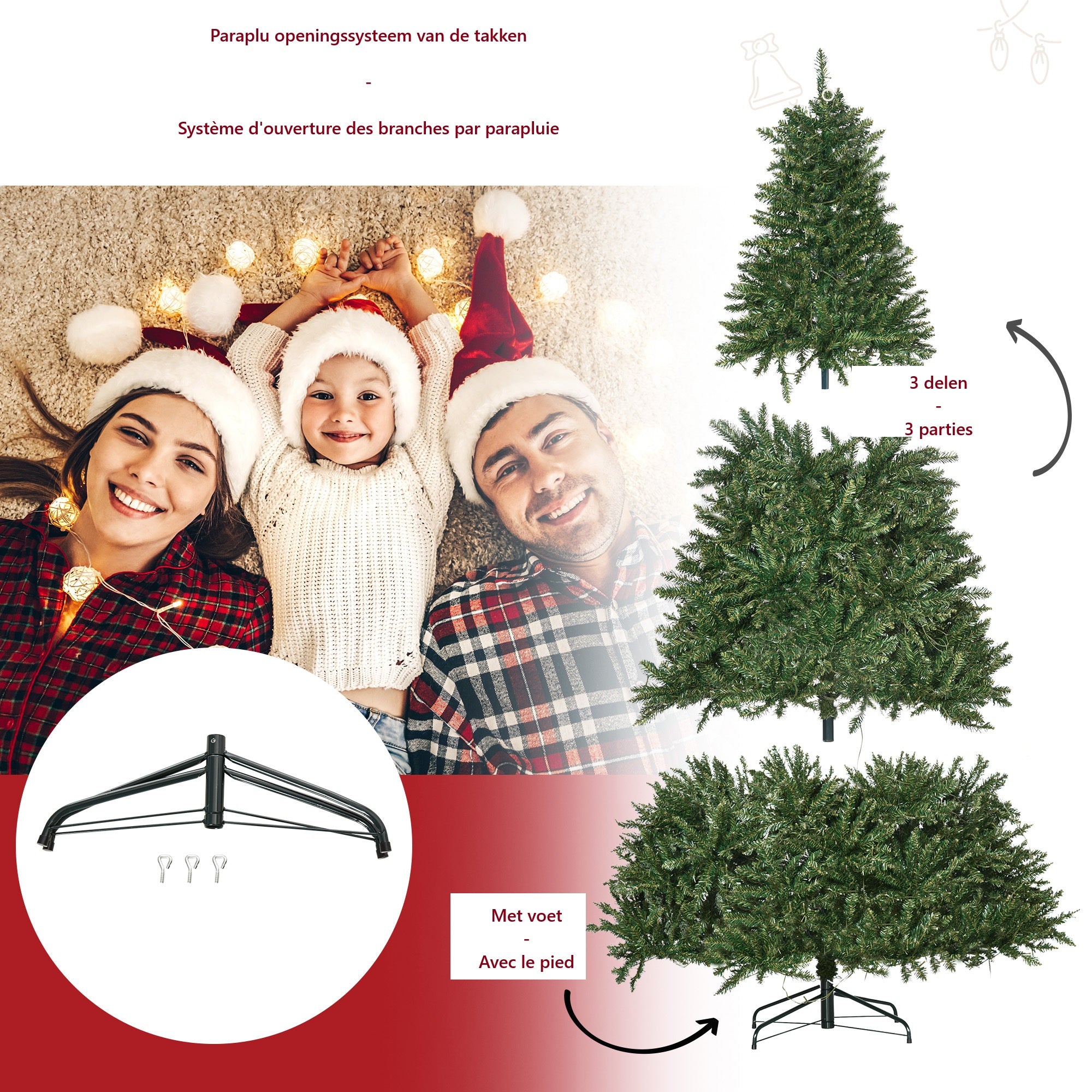 Homcom Kerstboom met 700 warm witte LED - 2154 takken Ø142 x 210H cm