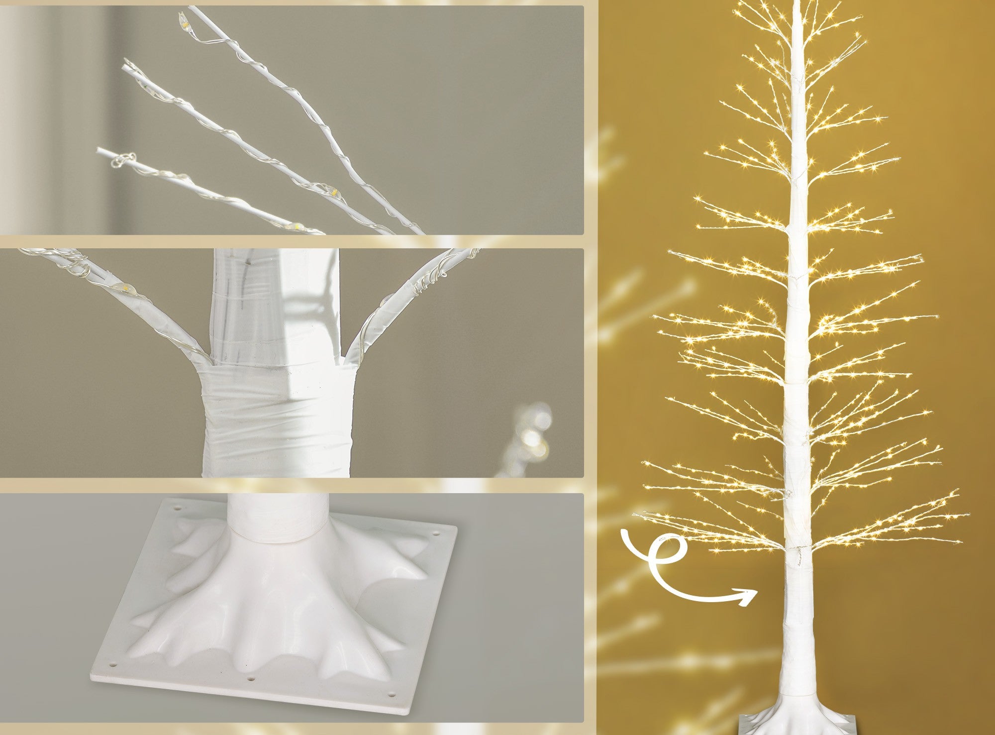 4goodz Kunstkerstboom abstract met LED-verlichting - 180 cm hoog - Wit