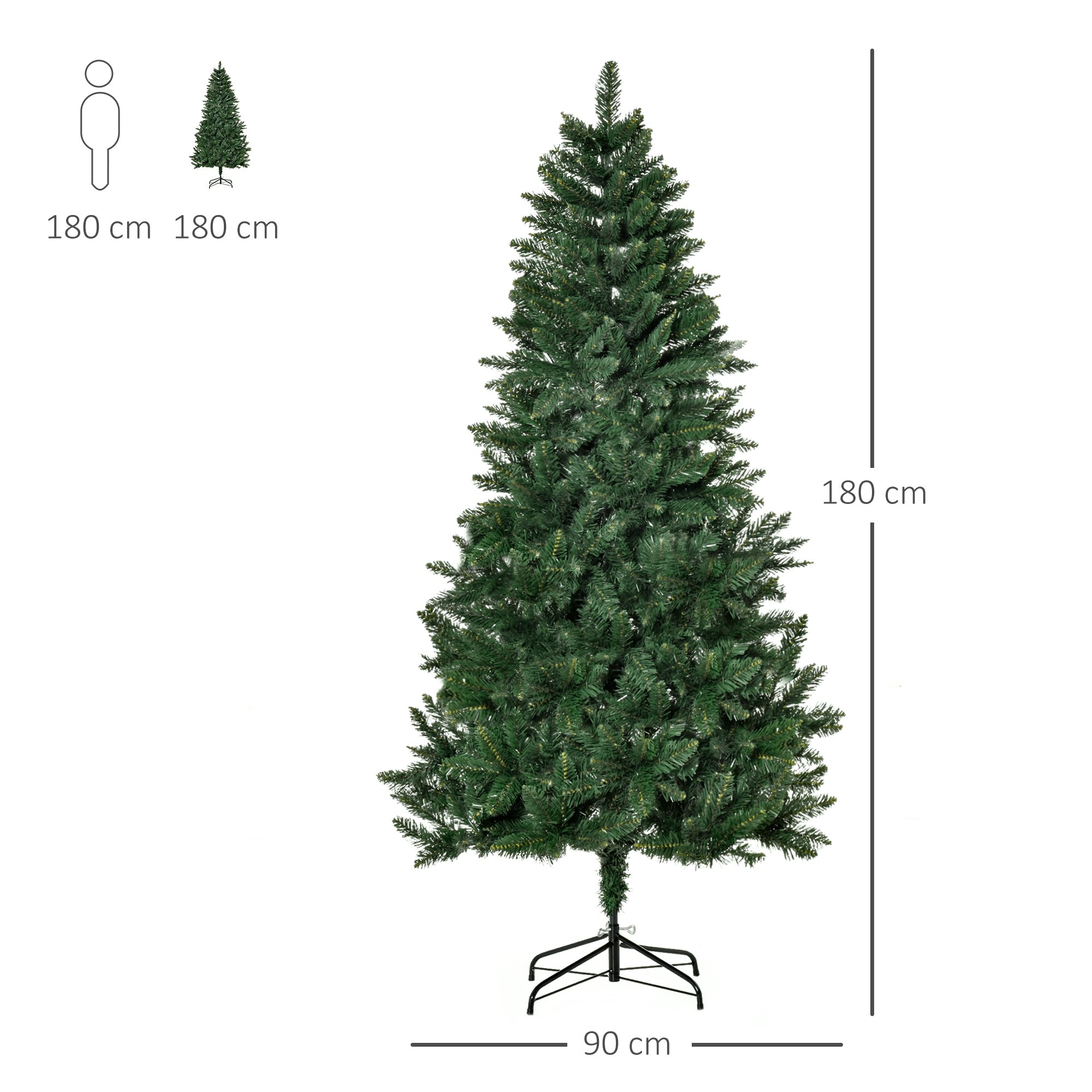Homcom Kunstkerstboom 180 cm Pijnboom Kunstboom met 724 Takken
