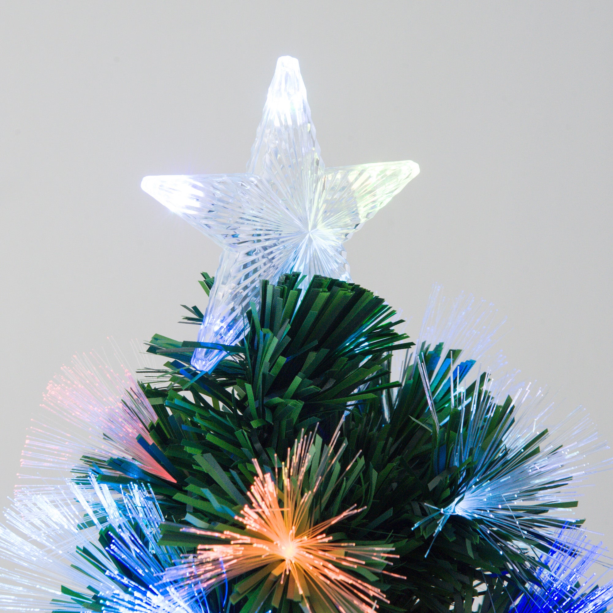 Homcom Kerstboom Fiber Optic LED-verlichting met Ster Piek 120cm - Groen