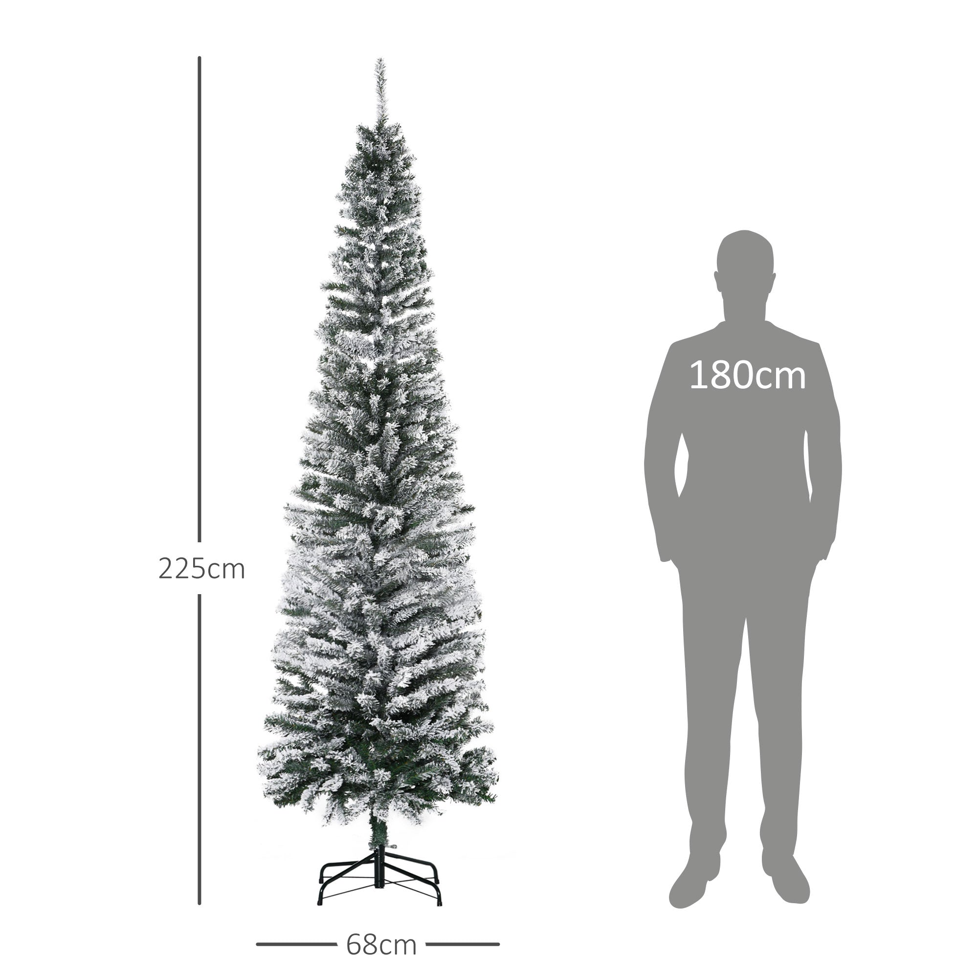 4goodz Kerstboom Smal met Sneeuw - incl. standaard 225 cm - Wit/Groen