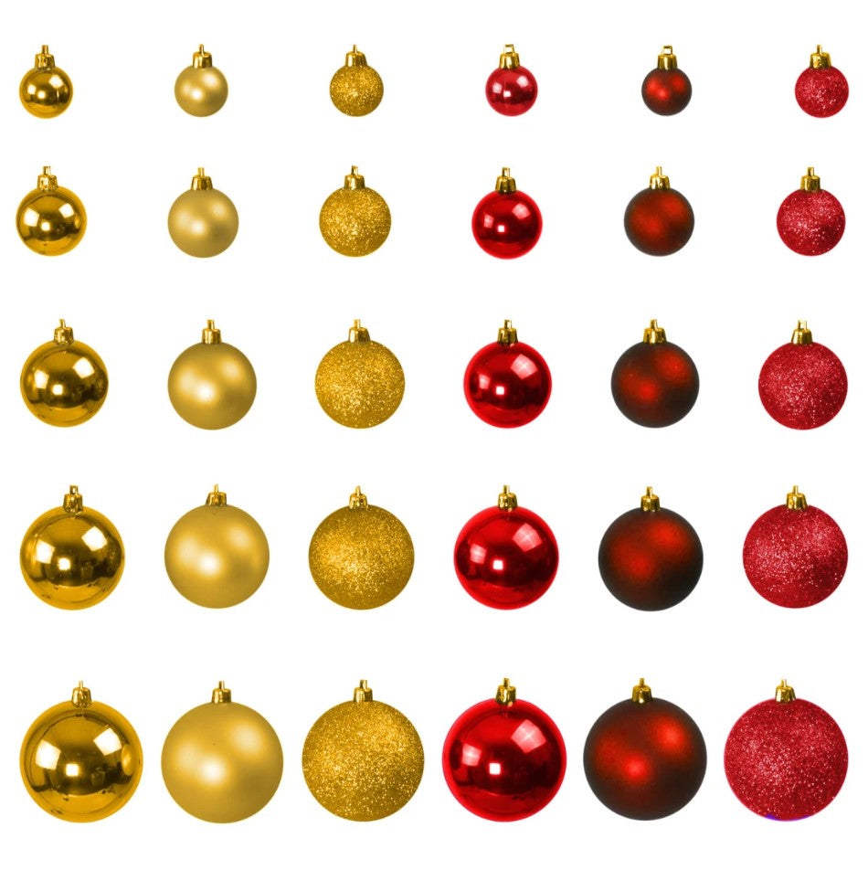 Kunststof Kerstballen set 120 ballen - binnen buiten - Goud/Bordeaux