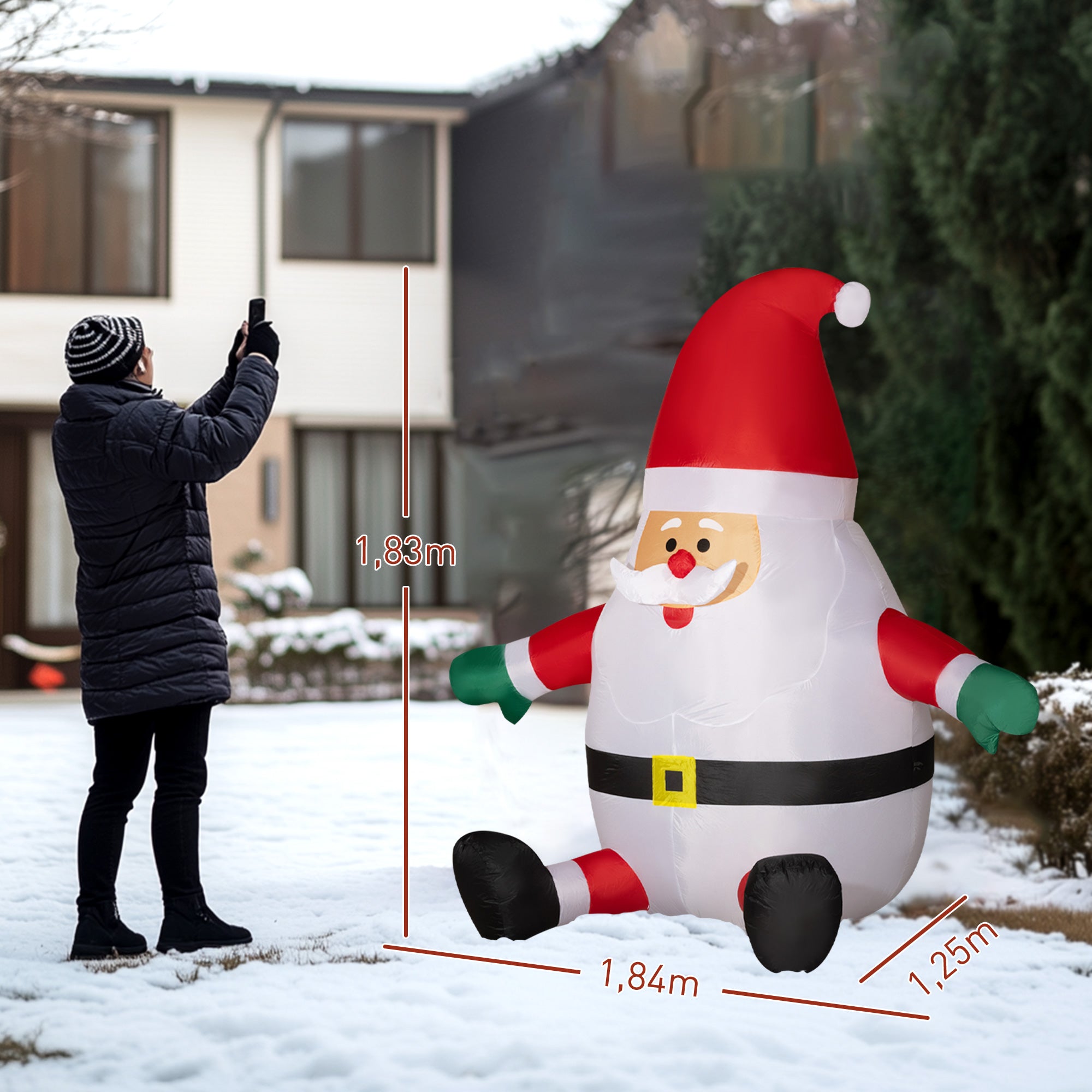 4goodz Opblaasbare Kerstman 180 cm met Draaiende Discobal verlichting