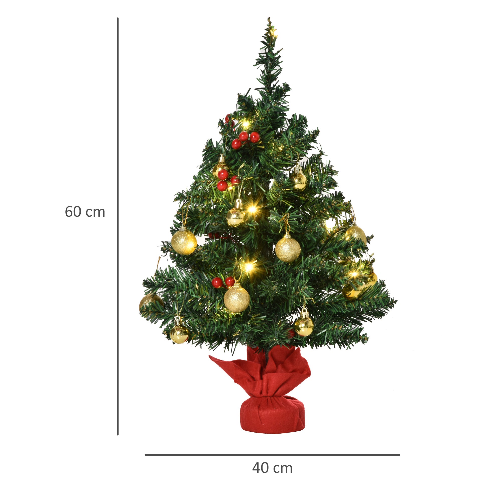 Mini Kerstboom incl. kerstballen en LED-verlichting 60 cm
