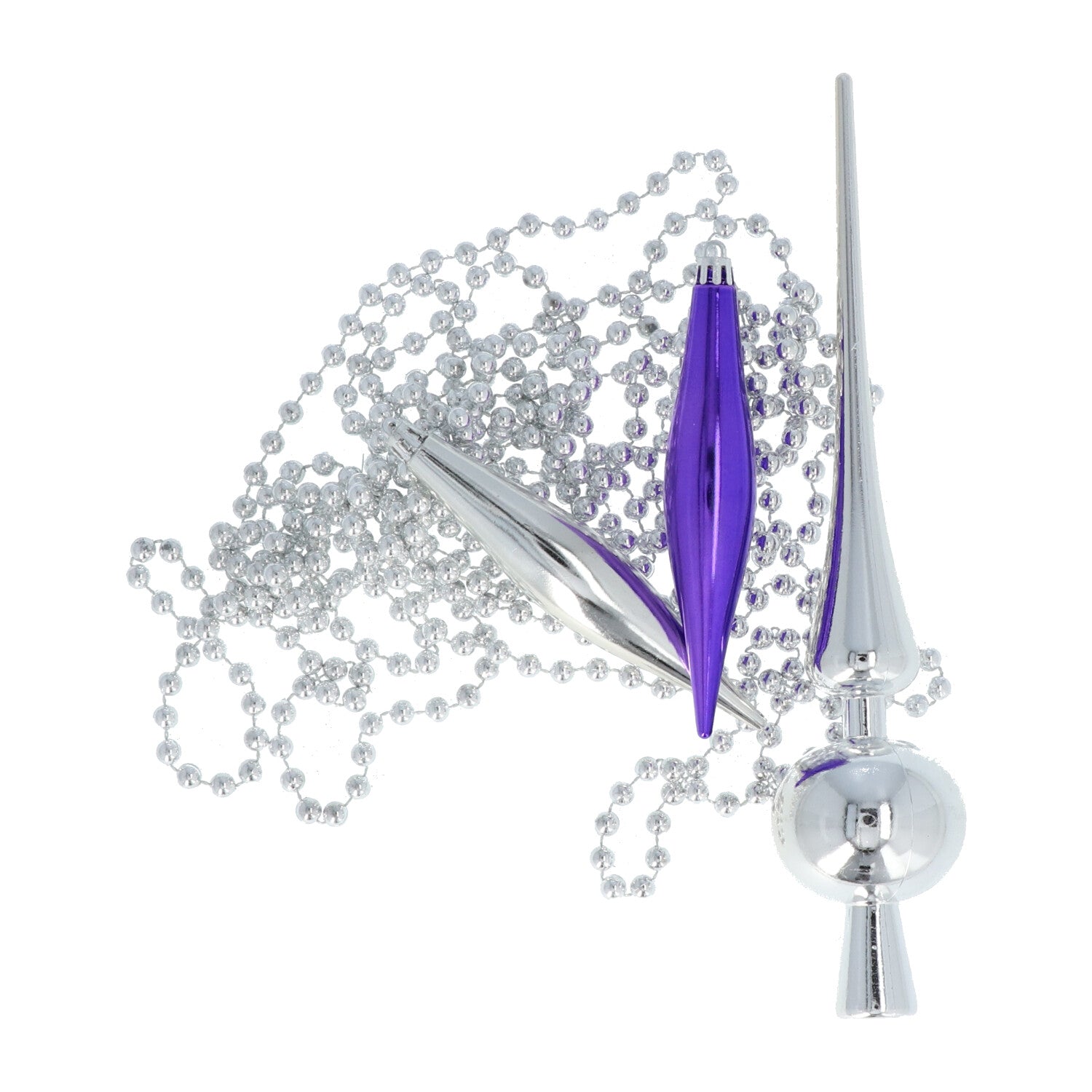 4seasonz Kerstballen Set 130 Ballen Piek en Slinger - Paars/Zilver