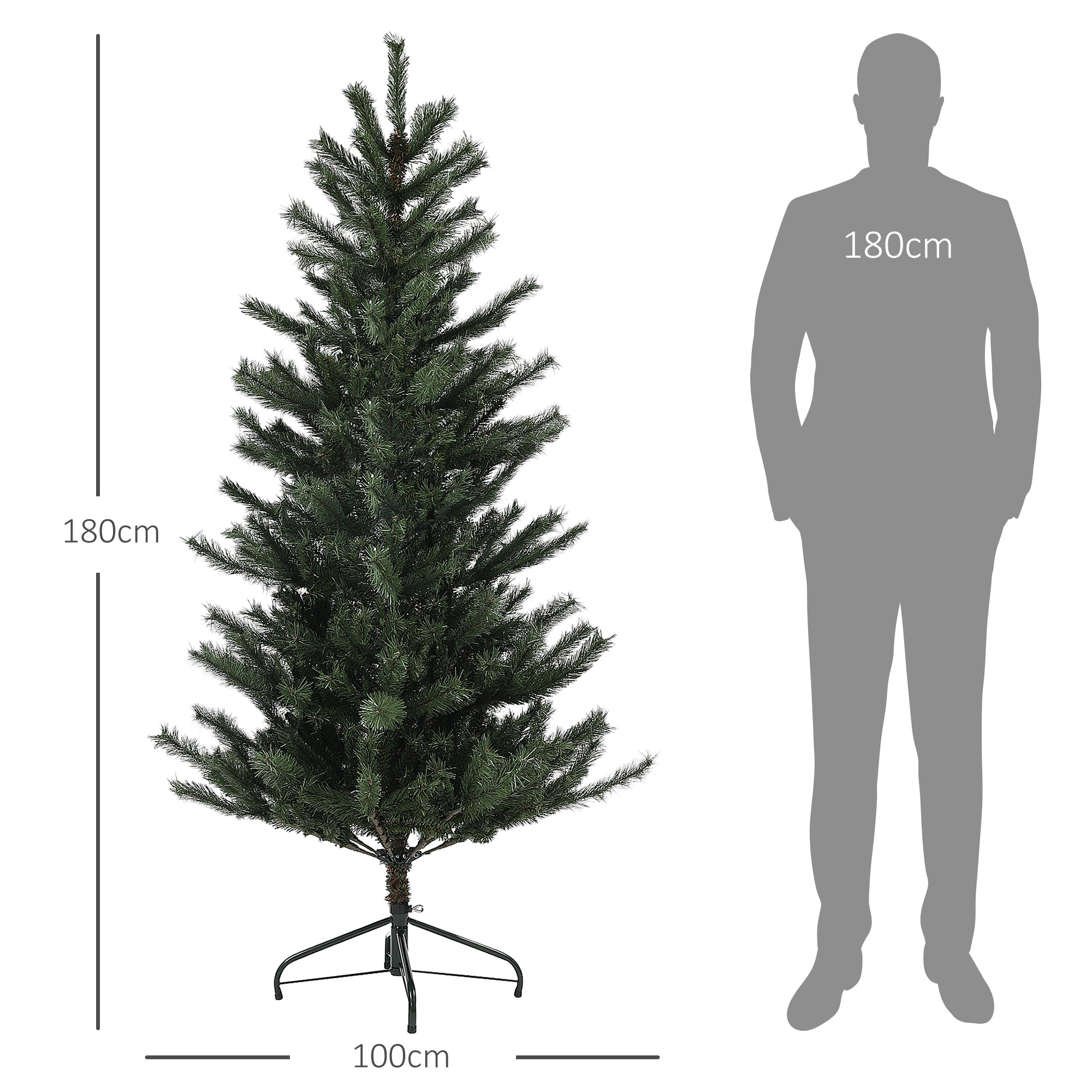 Homcom Kerstboom Ø100 x 180H cm - vlamvertragend - met voet - 467 takpunten