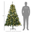 Homcom Kunstkerstboom 180 cm Kunstkerstboom met LED-verlichting, Ballen, Kerstboom met 745 Tips, Kerstdecoratie incl. metalen standaard voor binnen