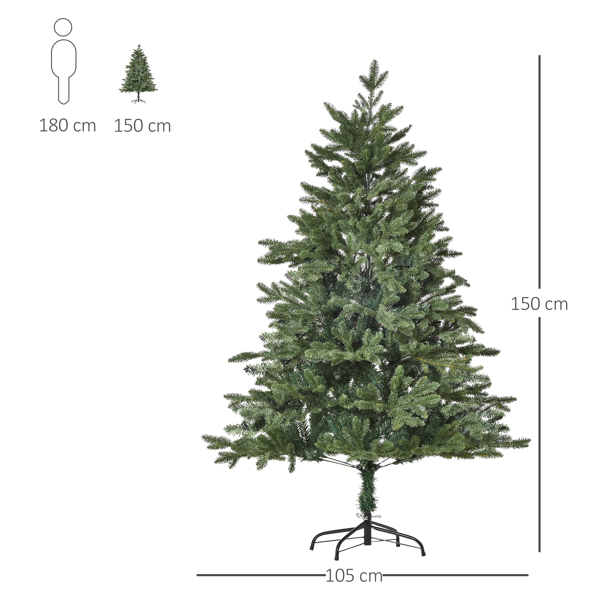 Homcom Kunstkerstboom Dennenboom PVC/PE - Ø 75 x 150 h cm