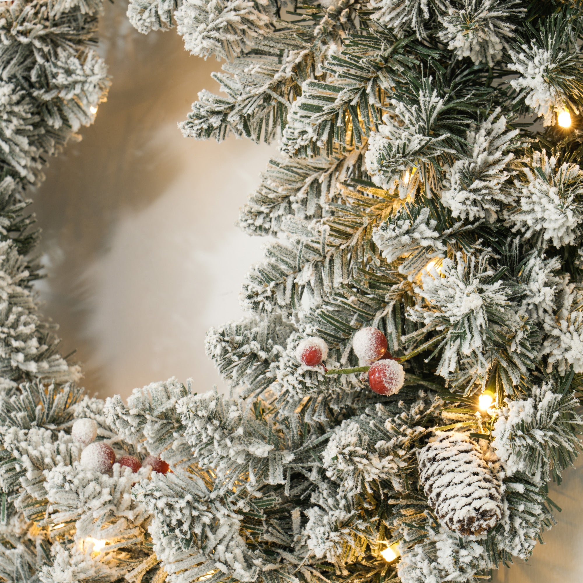 Homcom Kerstkrans met LED-verlichting, rode bessen 60 cm doorsnede
