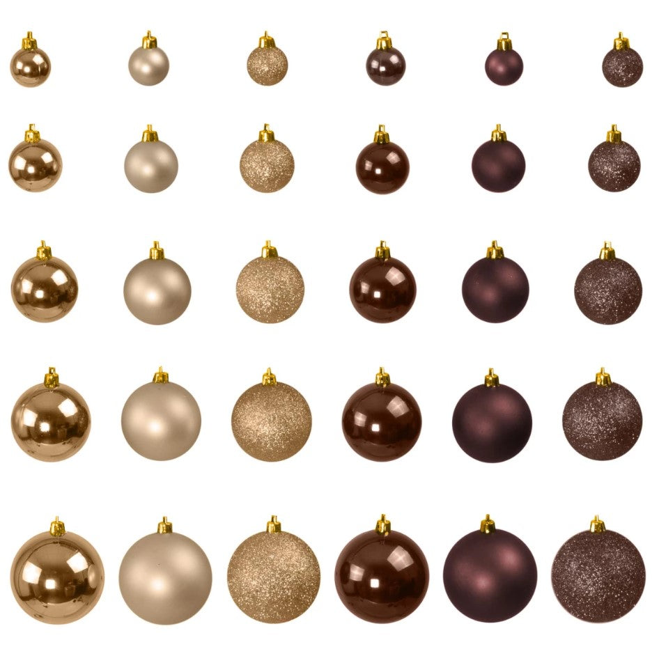4seasonz® Kunststof Kerstballen set 120 ballen plastic - Champagne/Bruin