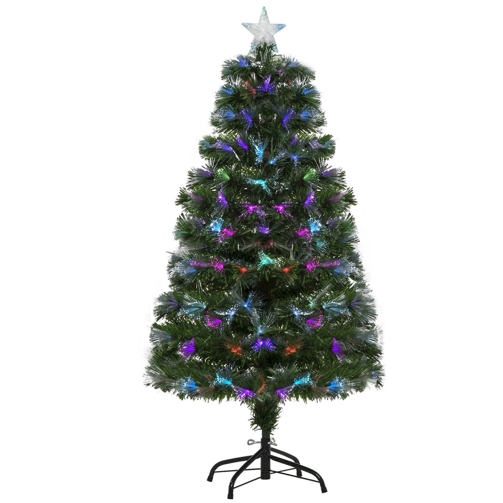 Homcom Kerstboom Fiber Optic LED-verlichting met Ster Piek 120cm - Groen