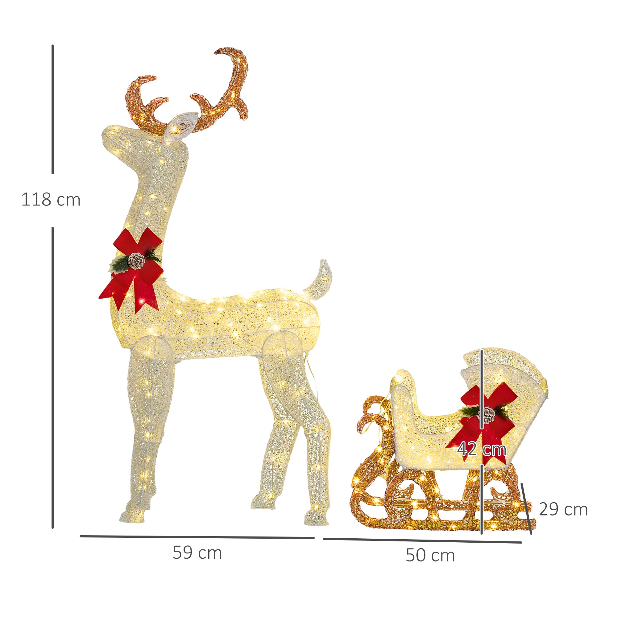 4goodz Outsunny LED kerstdecoratie Rendier met Slee 170 lampjes