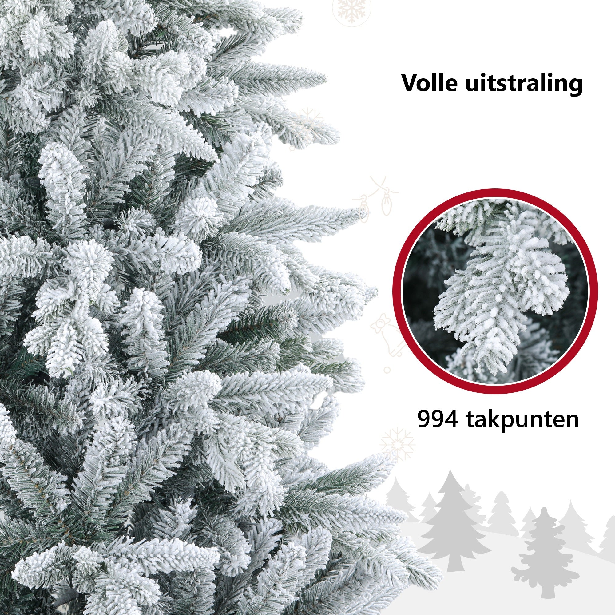 Homcom Kerstboom 180 cm met Sneeuw - Metalen standaard - Wit