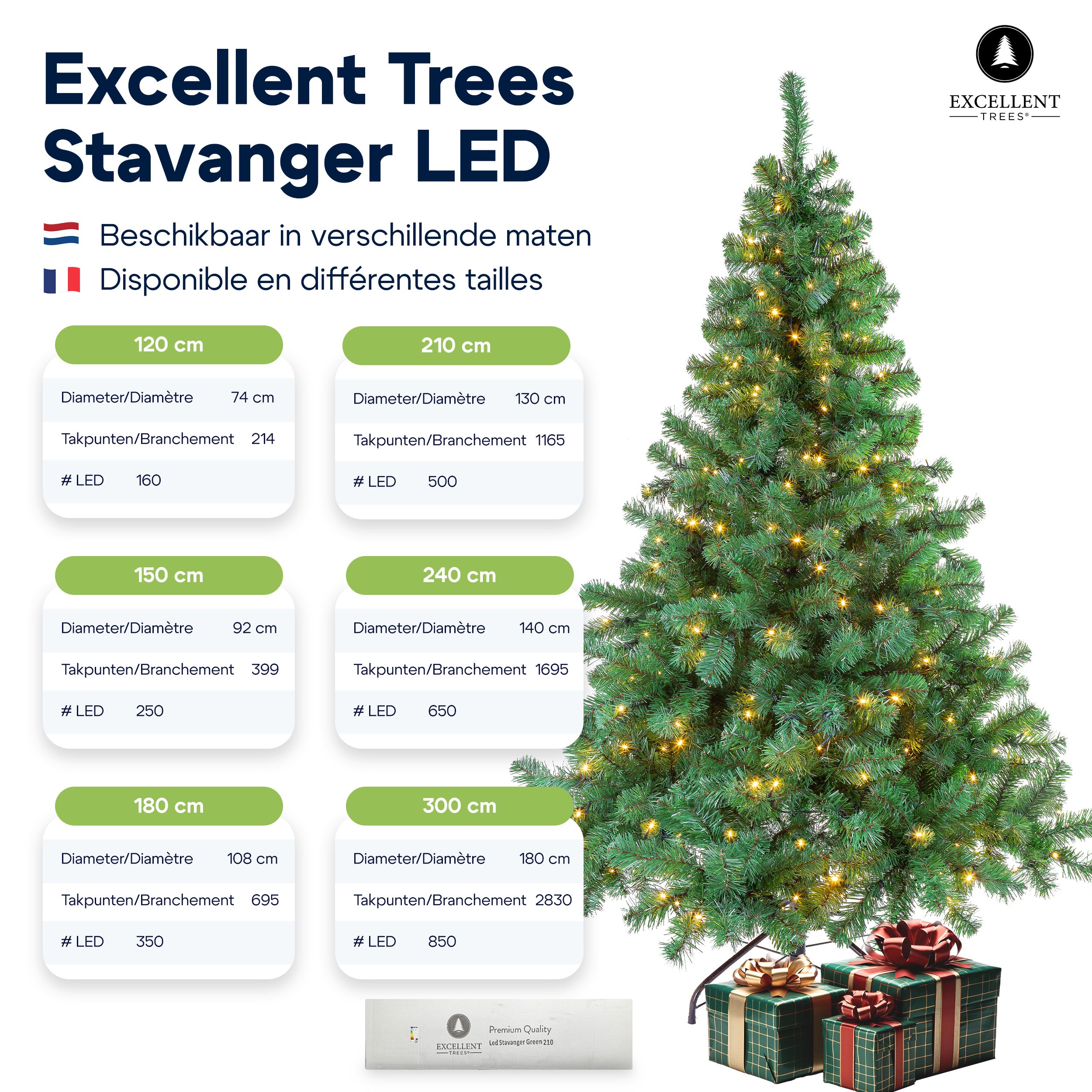Excellent Trees® Kerstboom LED Stavanger Green 210 cm met verlichting - nu met Opbergtas t.w.v. € 27.95