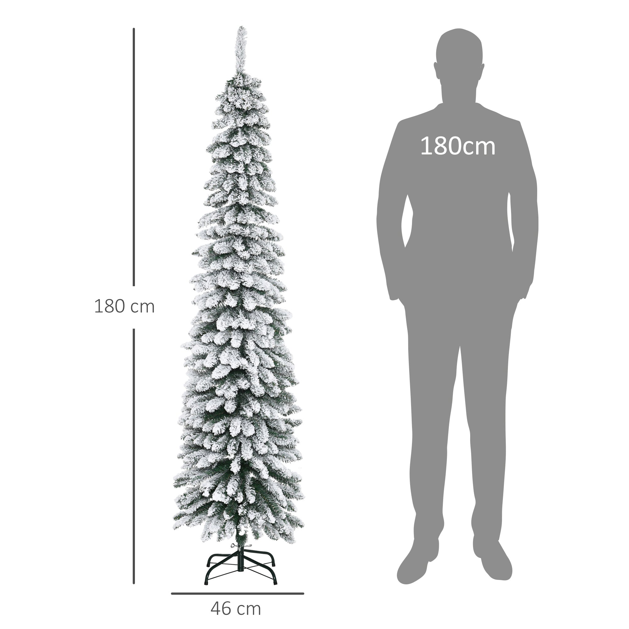 4goodz Kerstboom Smal met Sneeuw - incl. standaard 180 cm - Wit/Groen