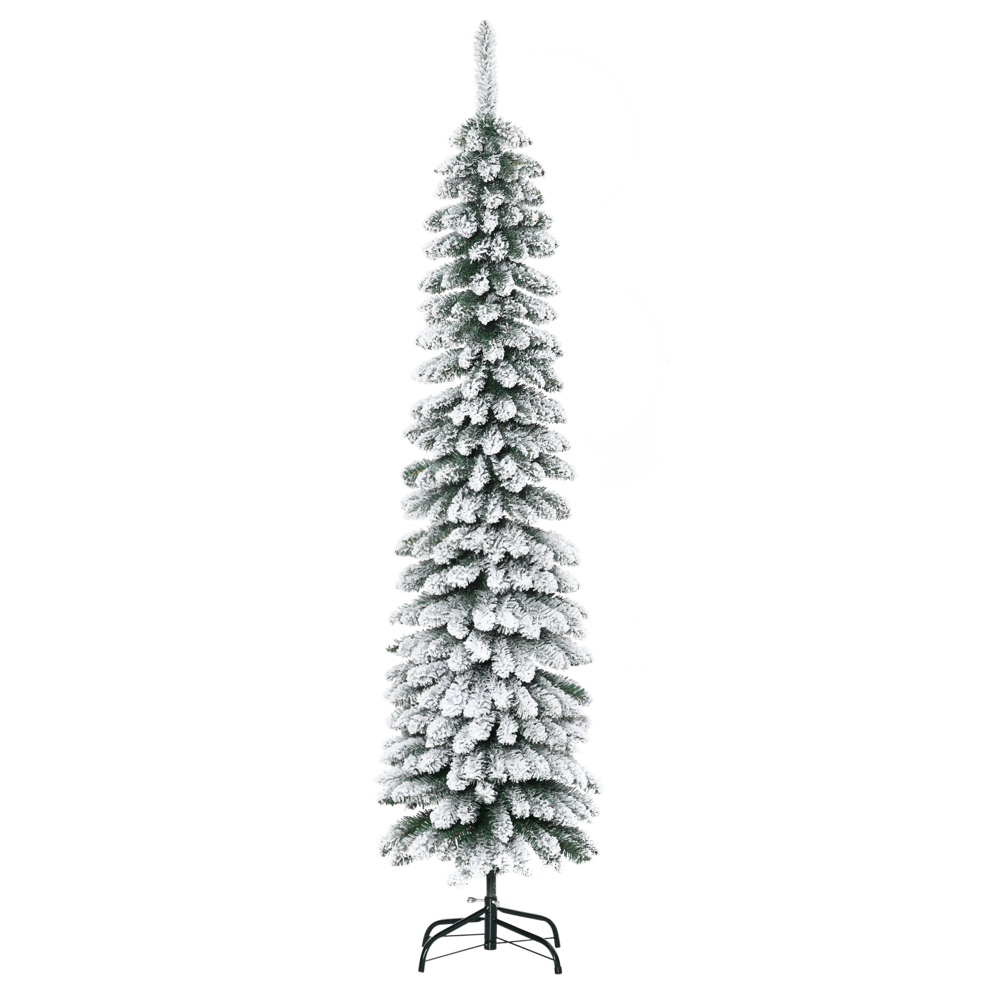 Homcom Kerstboom Smal met Sneeuw - incl. standaard 180 cm - Wit/Groen