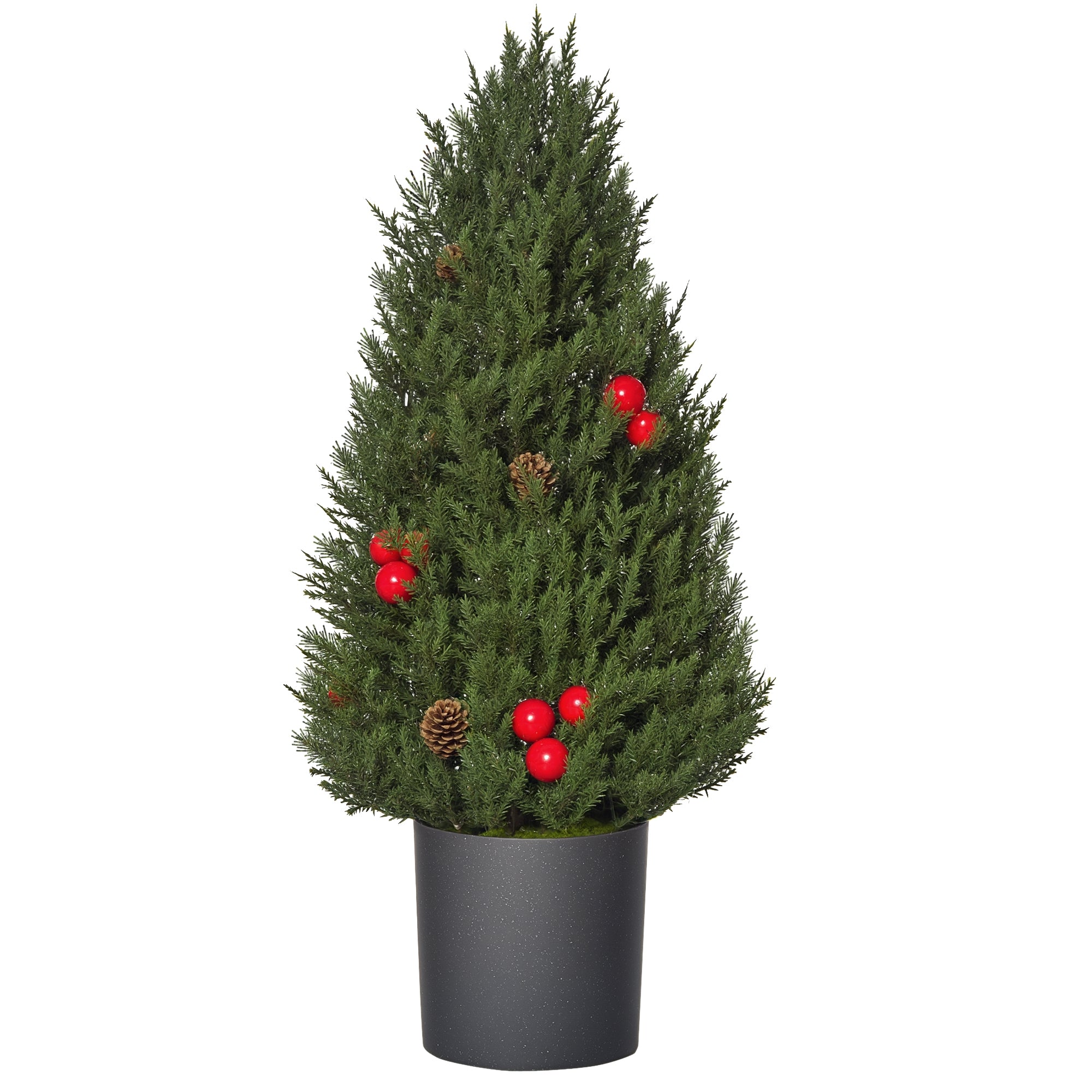 4goodz Mini Kerstboom in Pot 47 cm - met Rode Bessen en Dennenappel