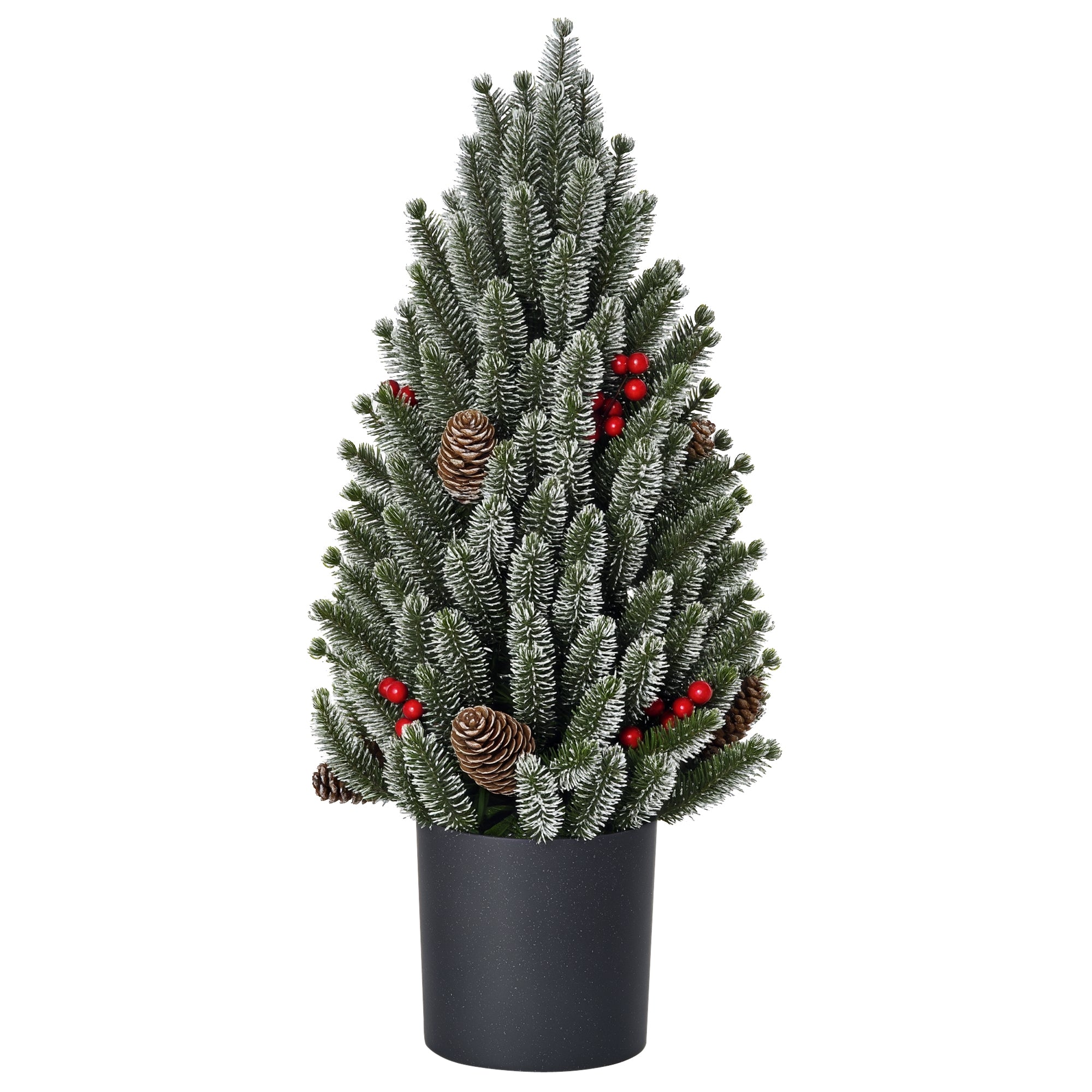 Homcom Mini Kerstboom in  Pot met Dennenappels en Rode Bessen 50 cm