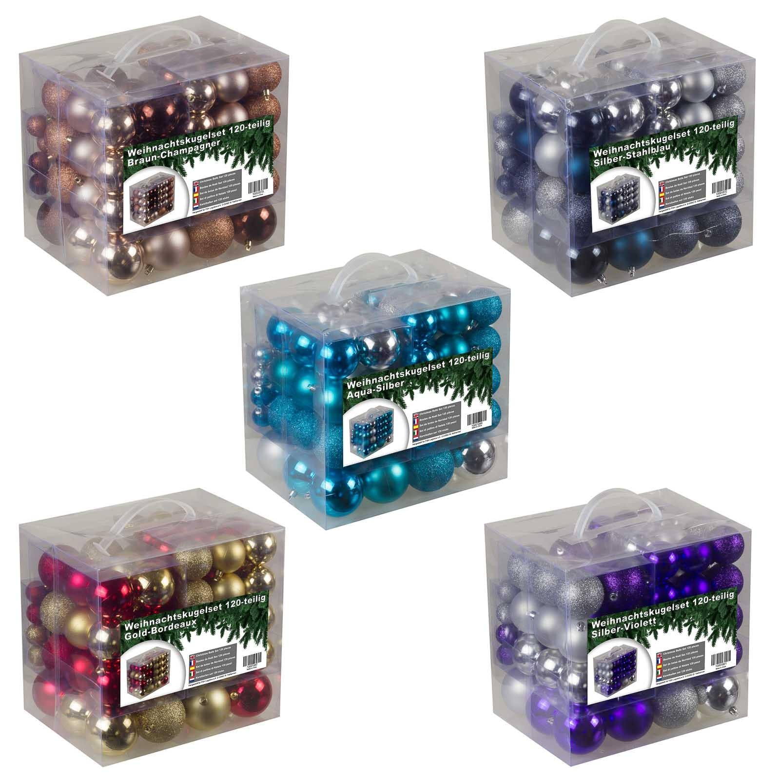 4seasonz® Kunststof Kerstballen set 120 ballen plastic - Zilver/Donkerblauw