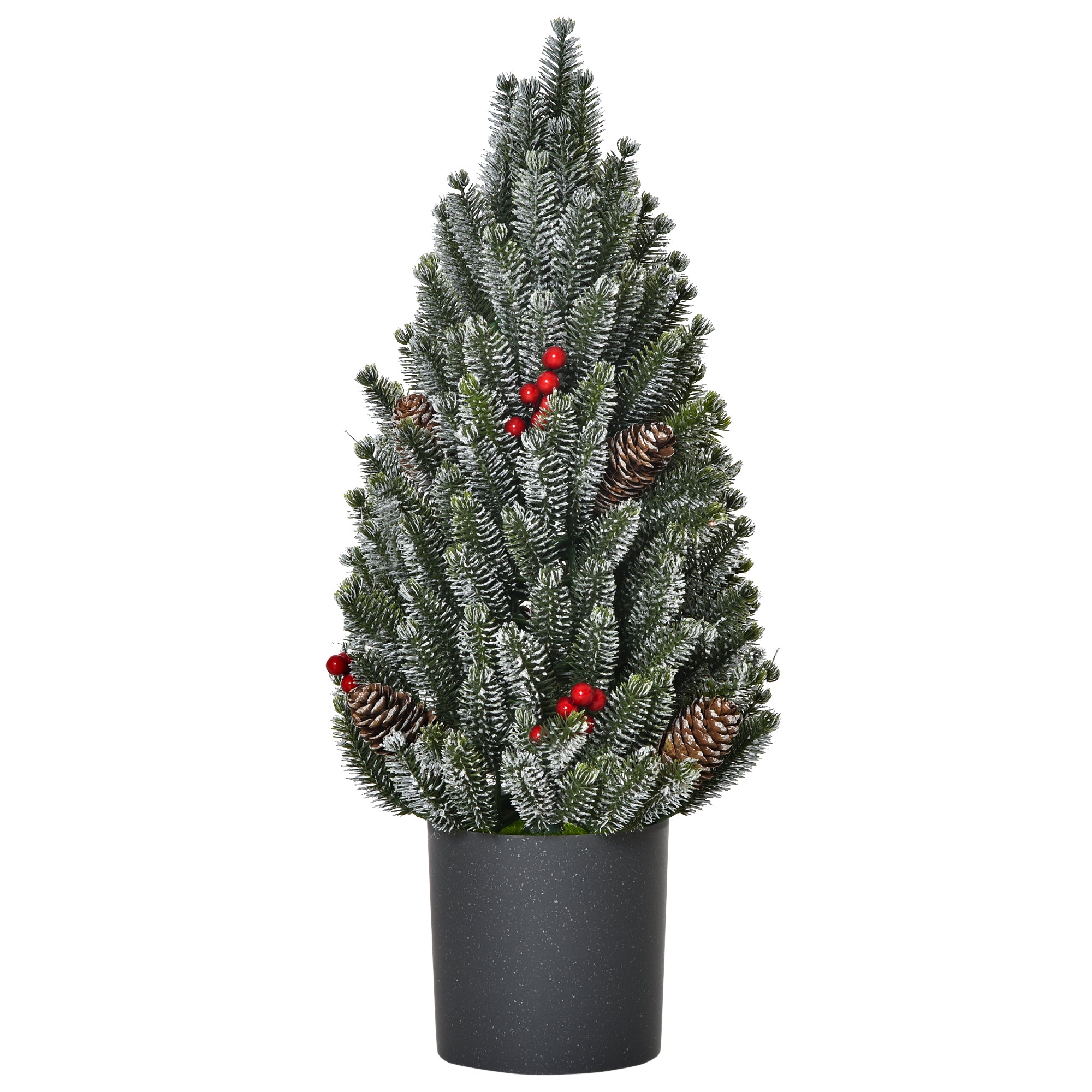Homcom Mini Kerstboom in  Pot met Dennenappels en Rode Bessen 50 cm