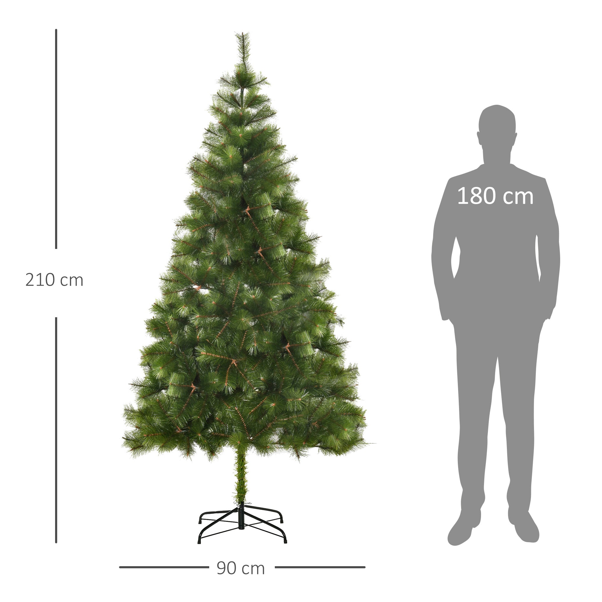 Homcom Kunstkerstboom met standaard - Ø 90 x 210 H cm - Groen
