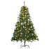 Homcom Kunstkerstboom 180 cm Kunstkerstboom met LED-verlichting, Ballen, Kerstboom met 745 Tips, Kerstdecoratie incl. metalen standaard voor binnen